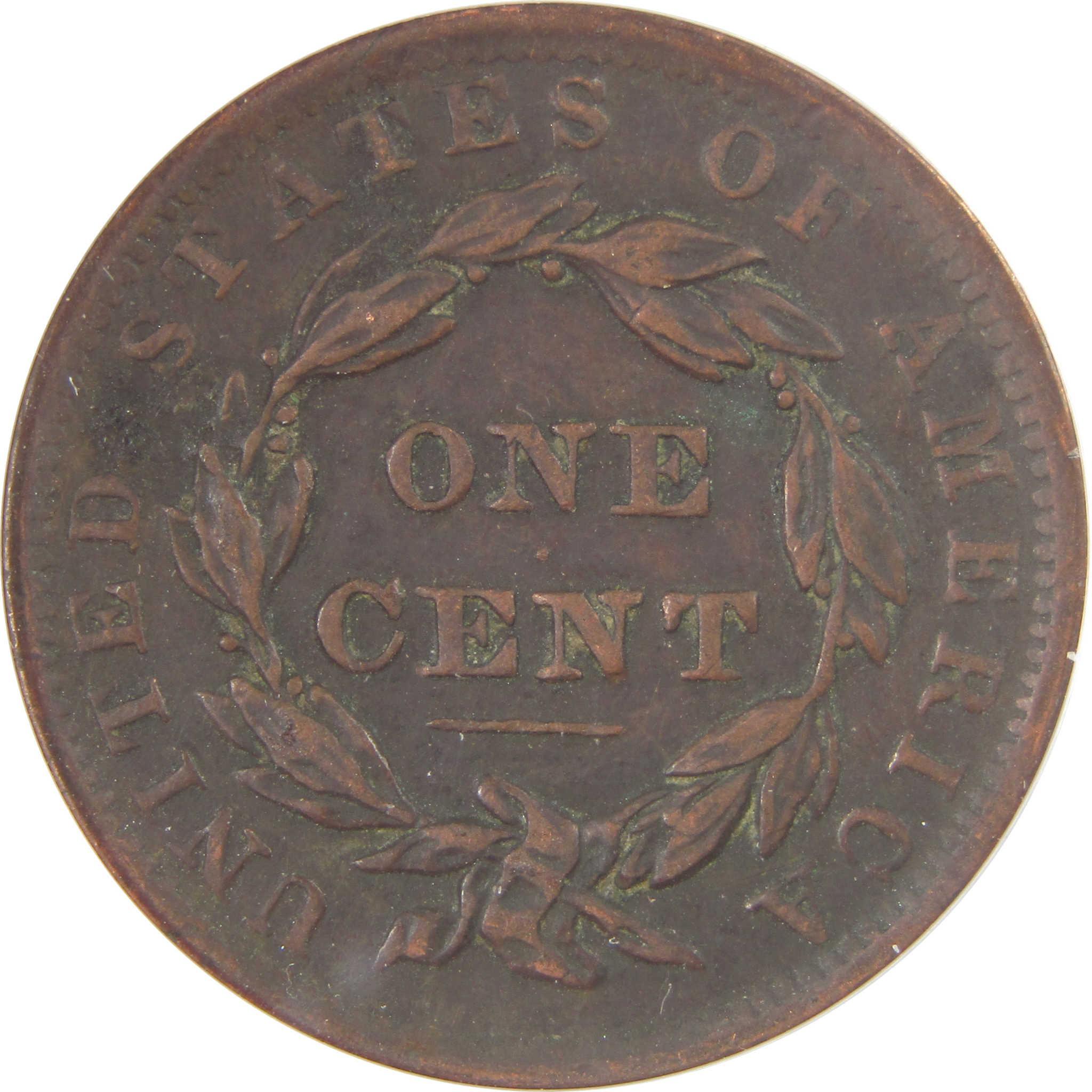 1837 Head of 1838 Beaded Cord Coronet Head Cent EF 40 ANACS SKU:I25620