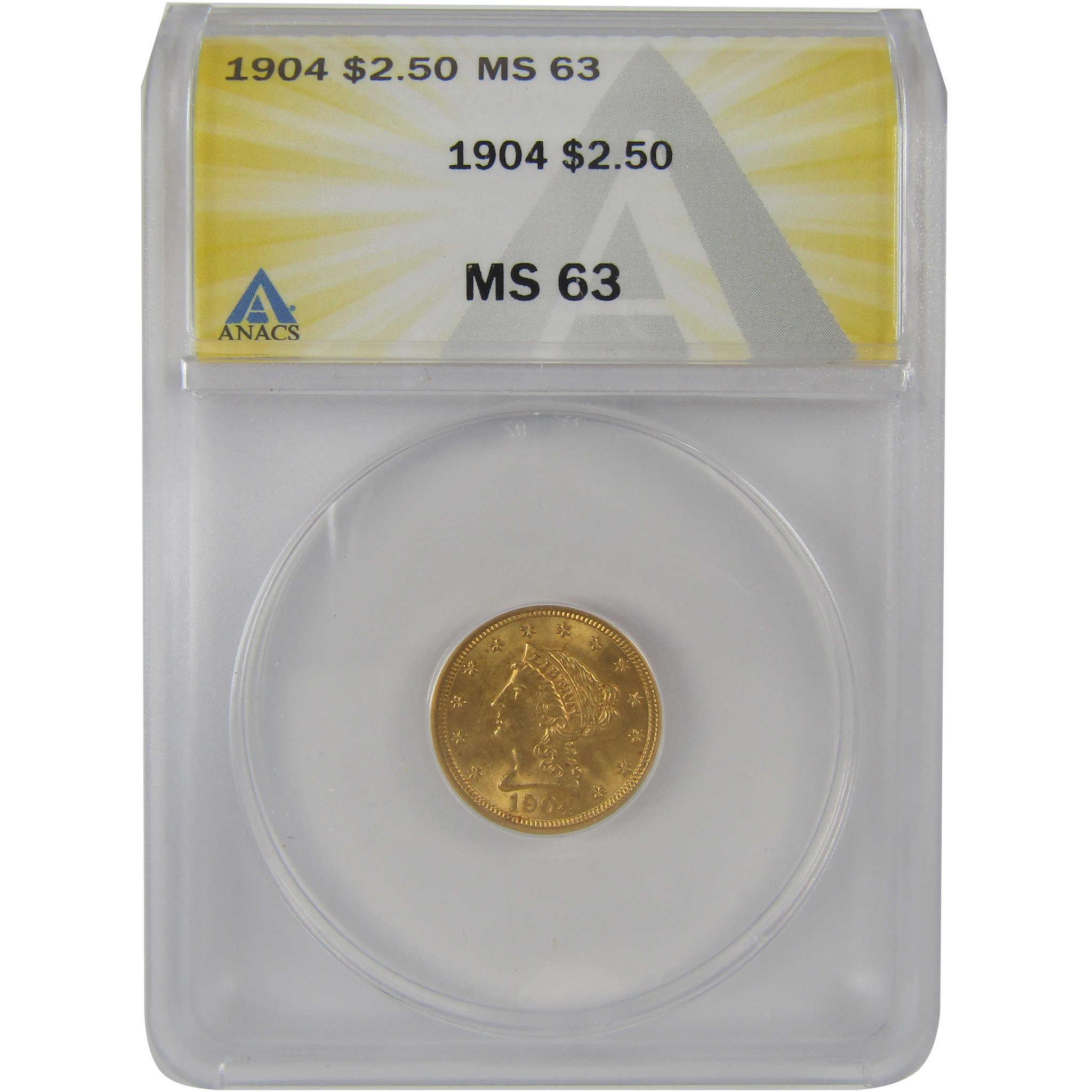 1904 Liberty Head Gold Quarter Eagle MS 63 ANACS SKU:I25059