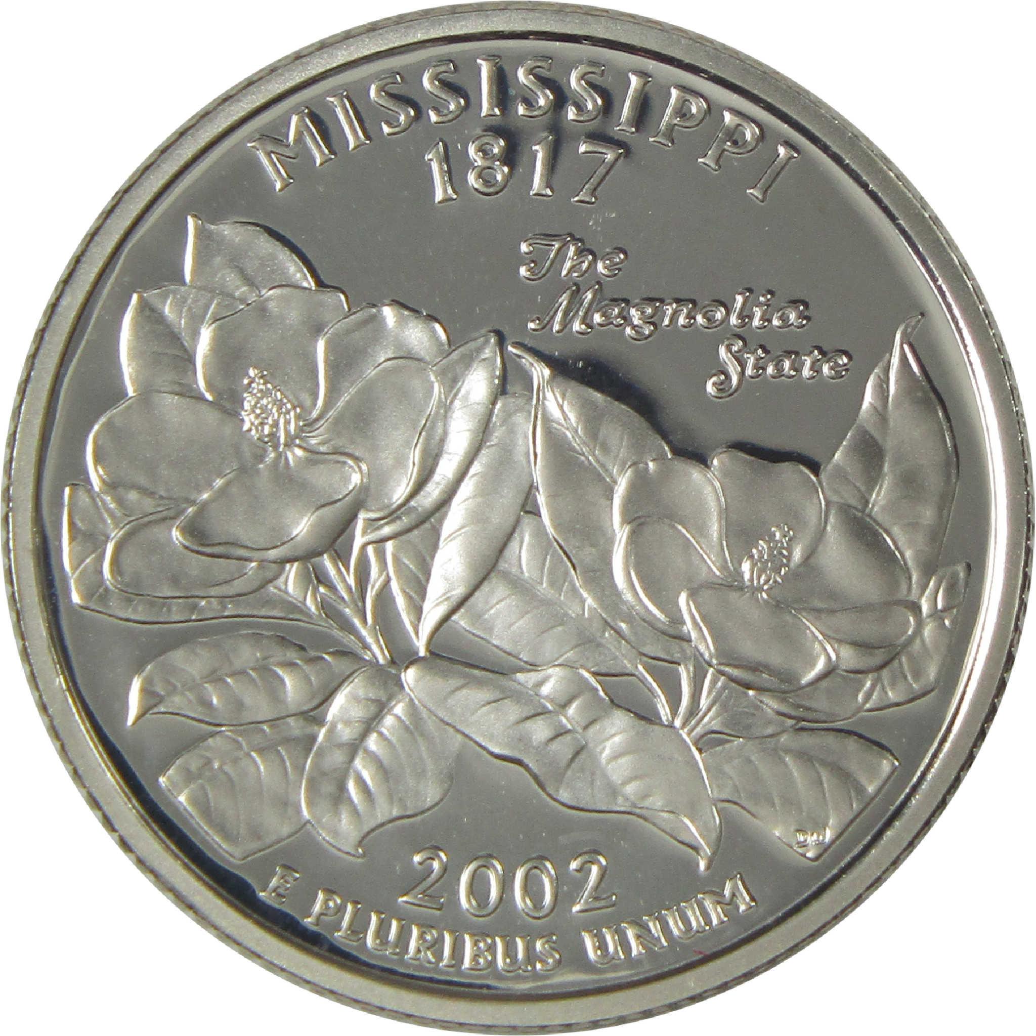 2002 S Mississippi State Quarter Choice Proof Silver 25c Coin