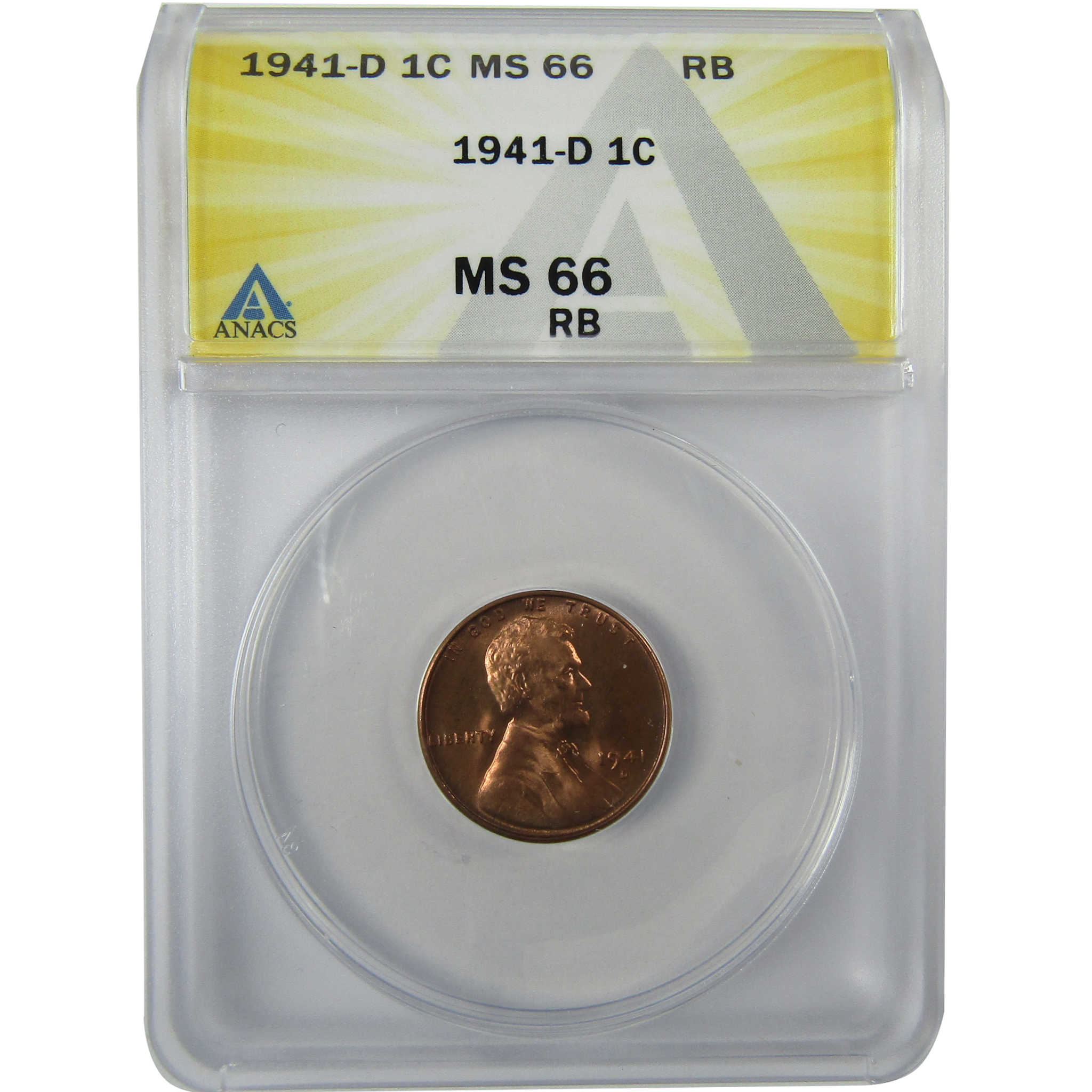 1941 D Lincoln Wheat Cent MS 66 RB ANACS Penny Uncirculated SKU:I27938