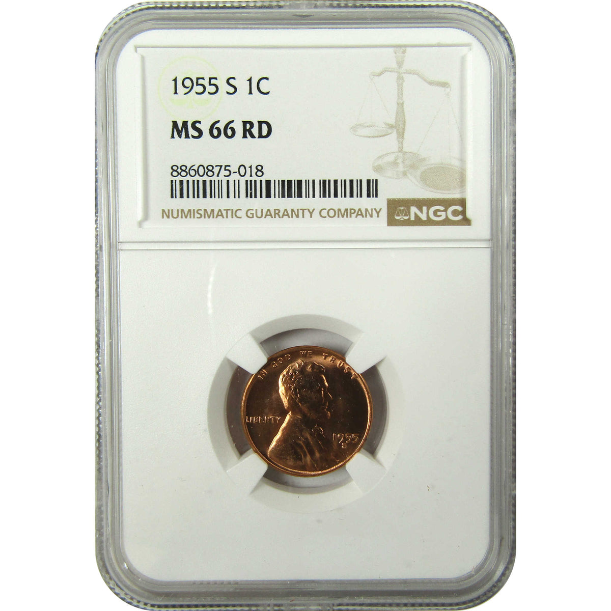 1955 S Lincoln Wheat Cent MS 66 RD NGC Penny 1c Coin SKU:I29500