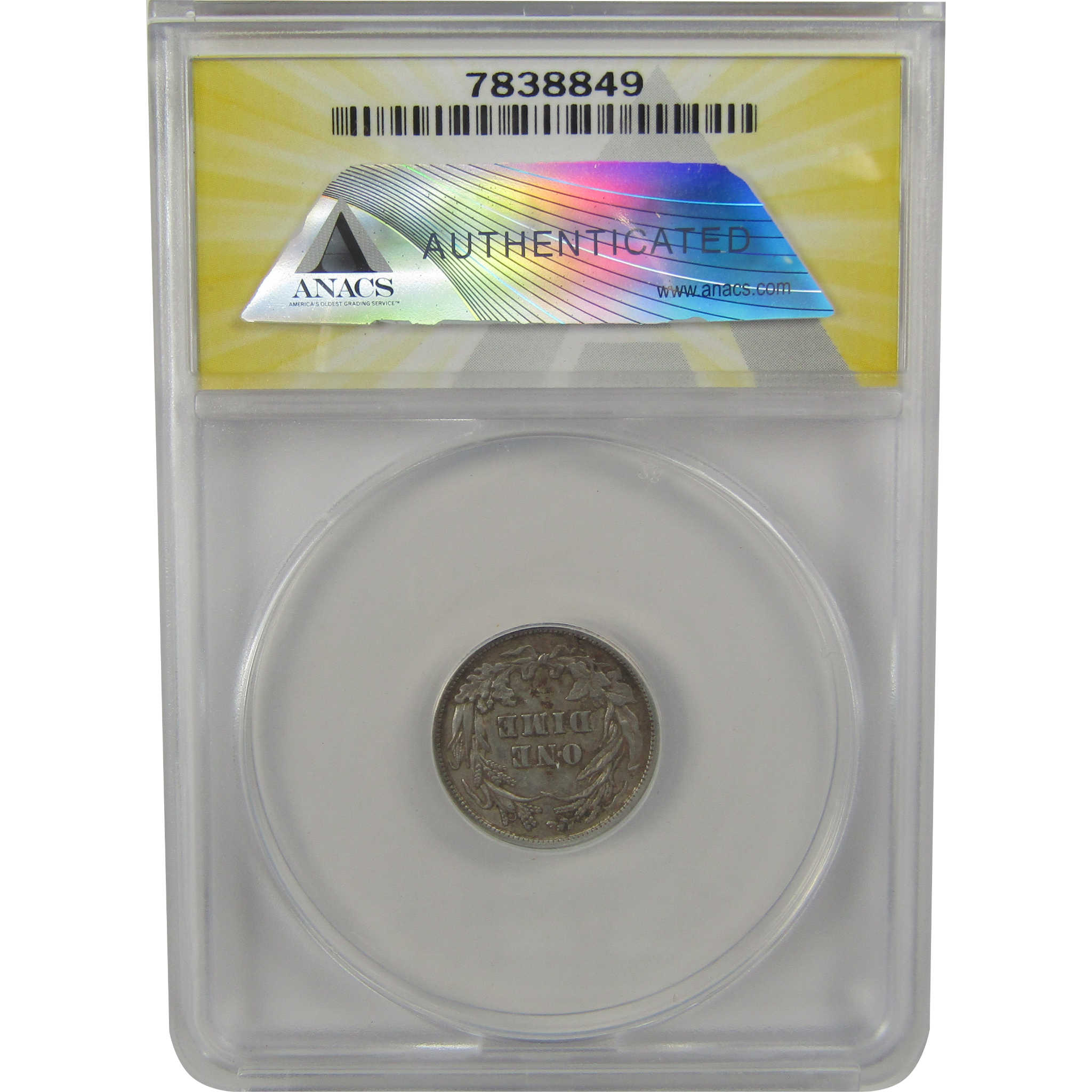 1908 Barber Dime AU 58 Details ANACS Silver 10c Coin SKU:I22325