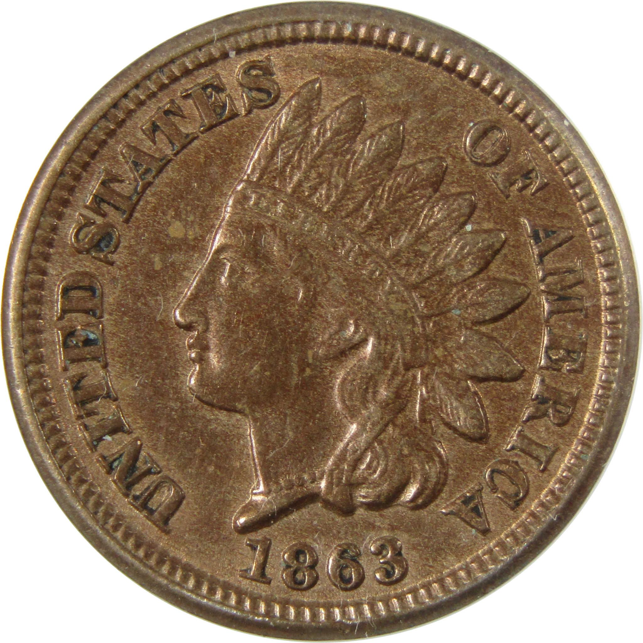 1863 Indian Head Cent MS 61 ANACS Penny Uncirculated SKU:I27104