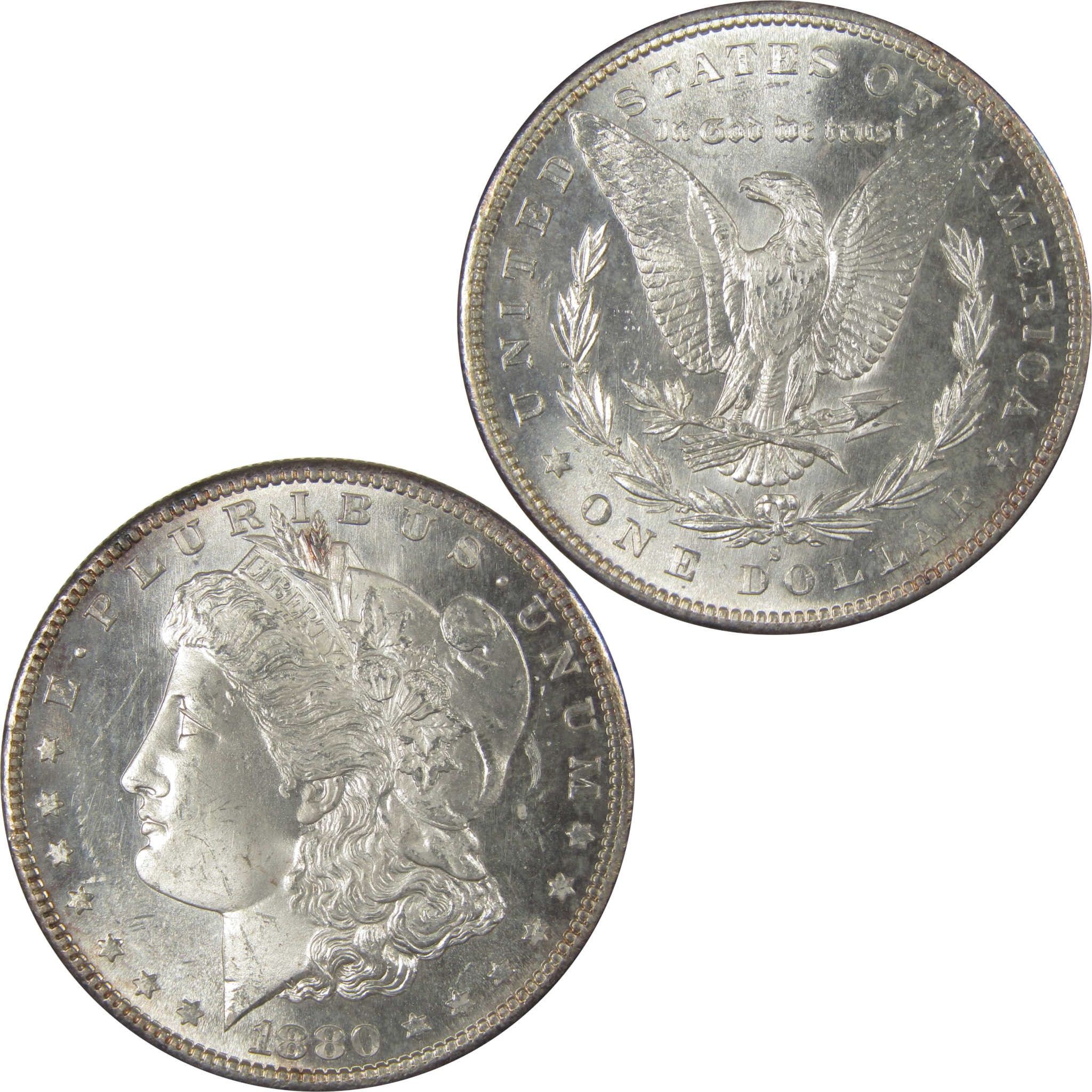 1880 S Morgan Dollar Uncirculated Silver $1 Coin SKU:CPC1023 - Morgan coin - Morgan silver dollar - Morgan silver dollar for sale - Profile Coins & Collectibles