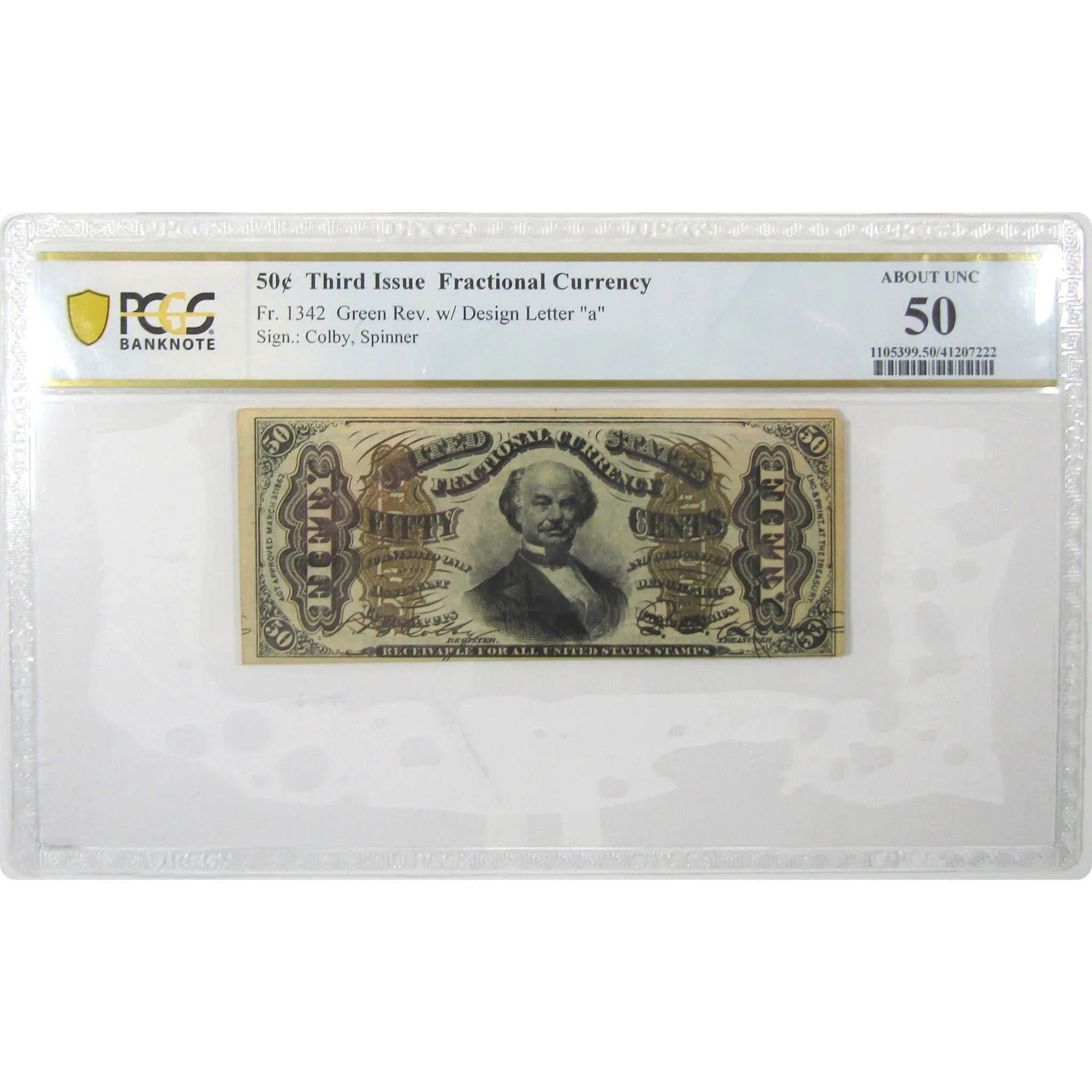 50c Fractional Note Third Issue FR1342 About Unc 50 PCGS SKU:I23286