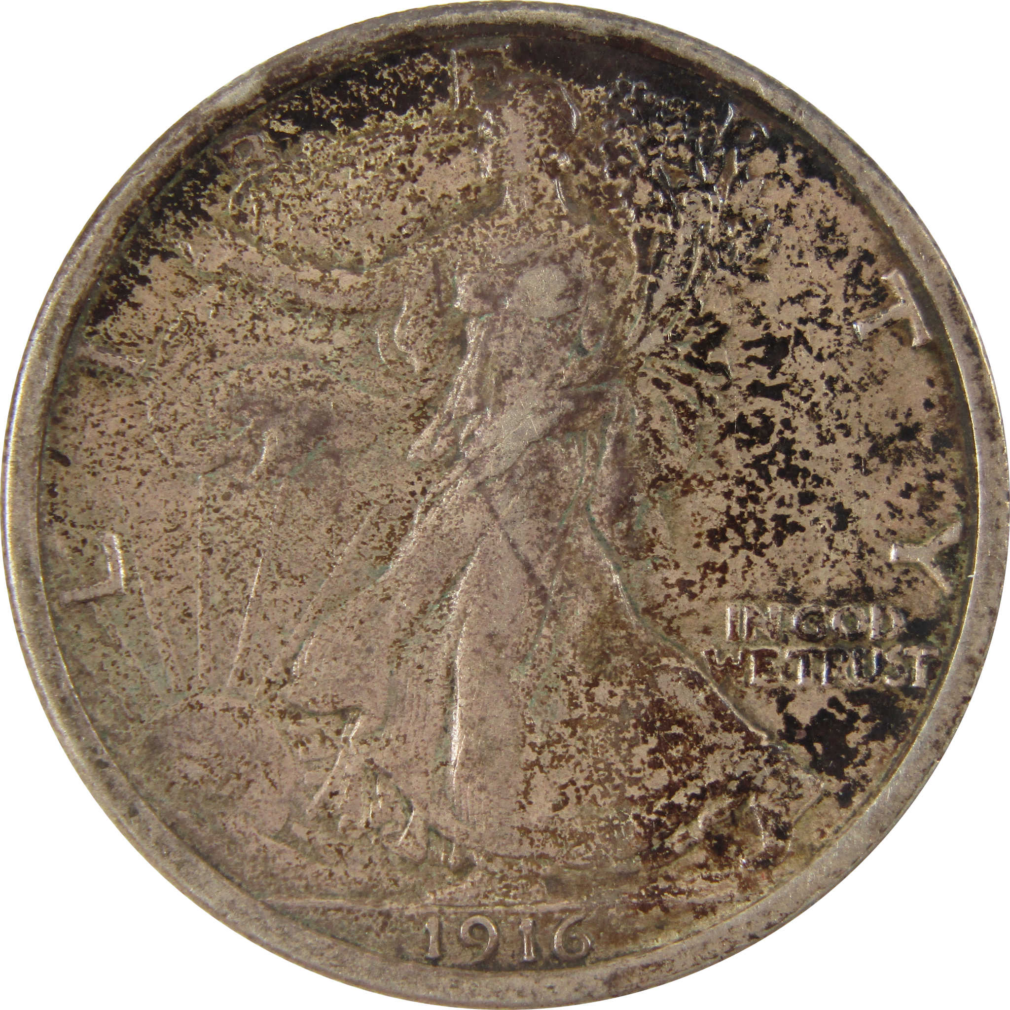1916 Liberty Walking Half Dollar About Unc 90% Silver SKU:I8038