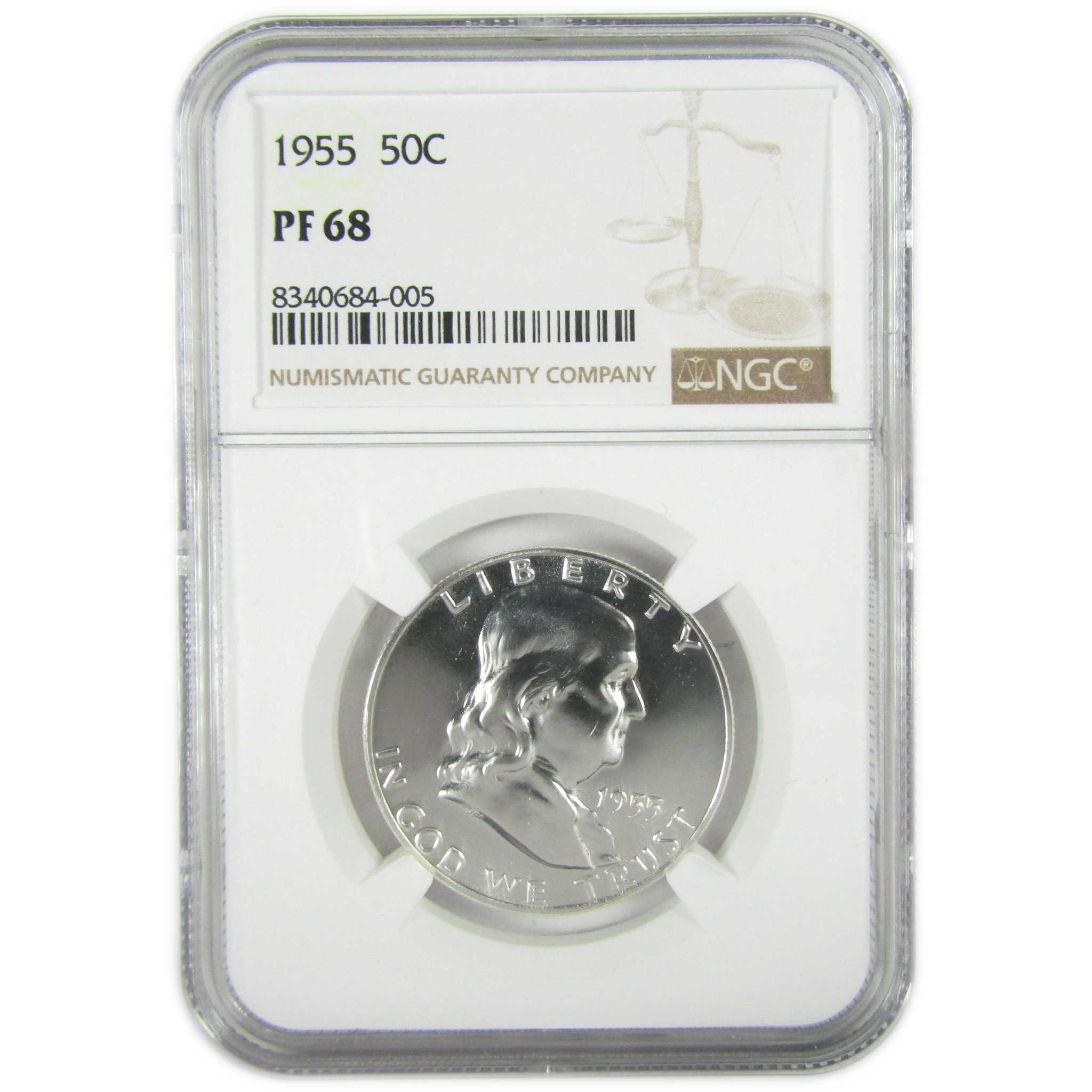 1955 Franklin Silver Half Dollar PF 68 NGC Proof 50c Coin SKU:I27414