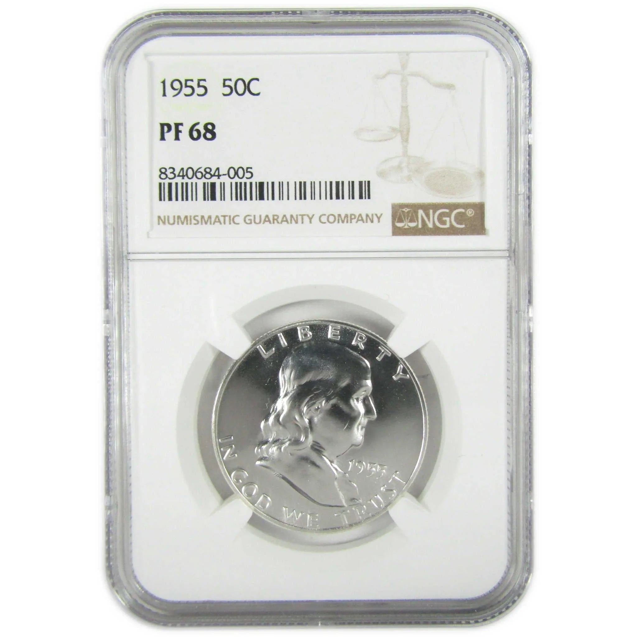 1955 Franklin Silver Half Dollar PF 68 NGC Proof 50c Coin SKU:I27414