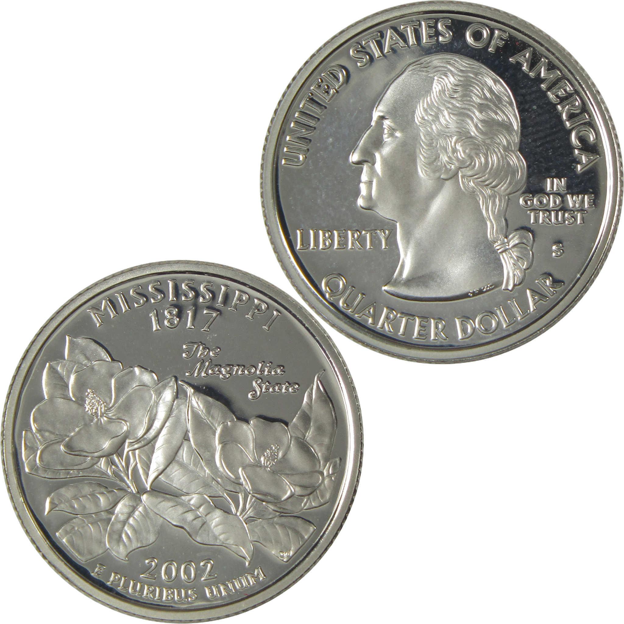 2002 S Mississippi State Quarter Choice Proof Silver 25c Coin