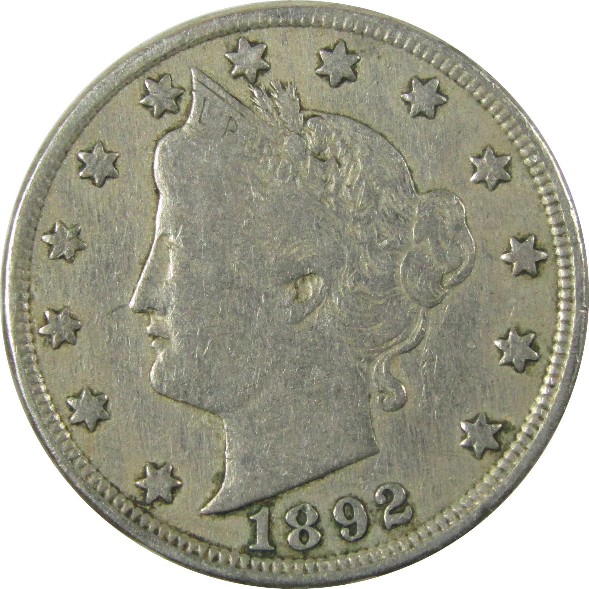 1892 Liberty Head V Nickel VF Very Fine Details 5c Coin SKU:I26031