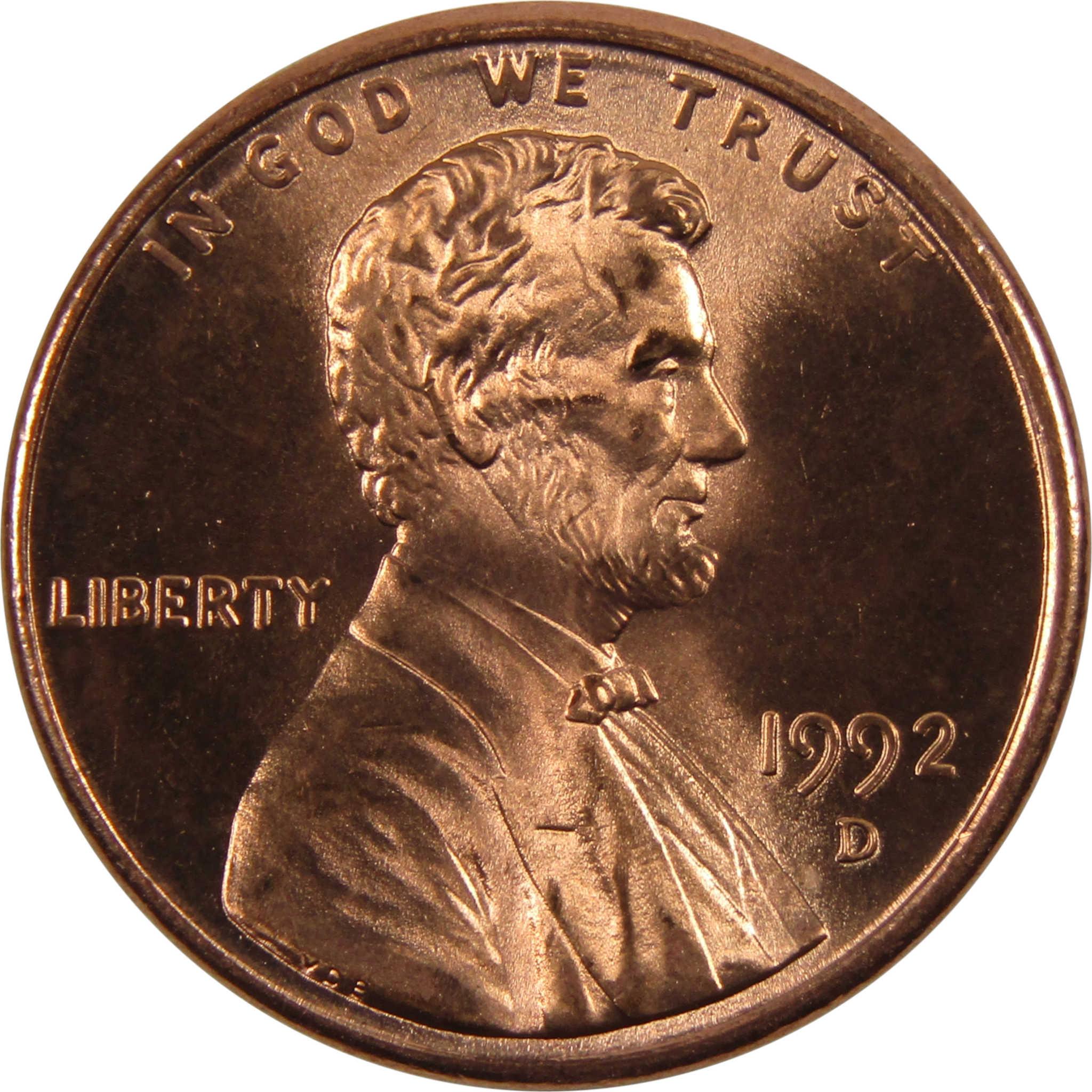 1992 D Lincoln Memorial Cent BU Uncirculated Penny 1c Coin