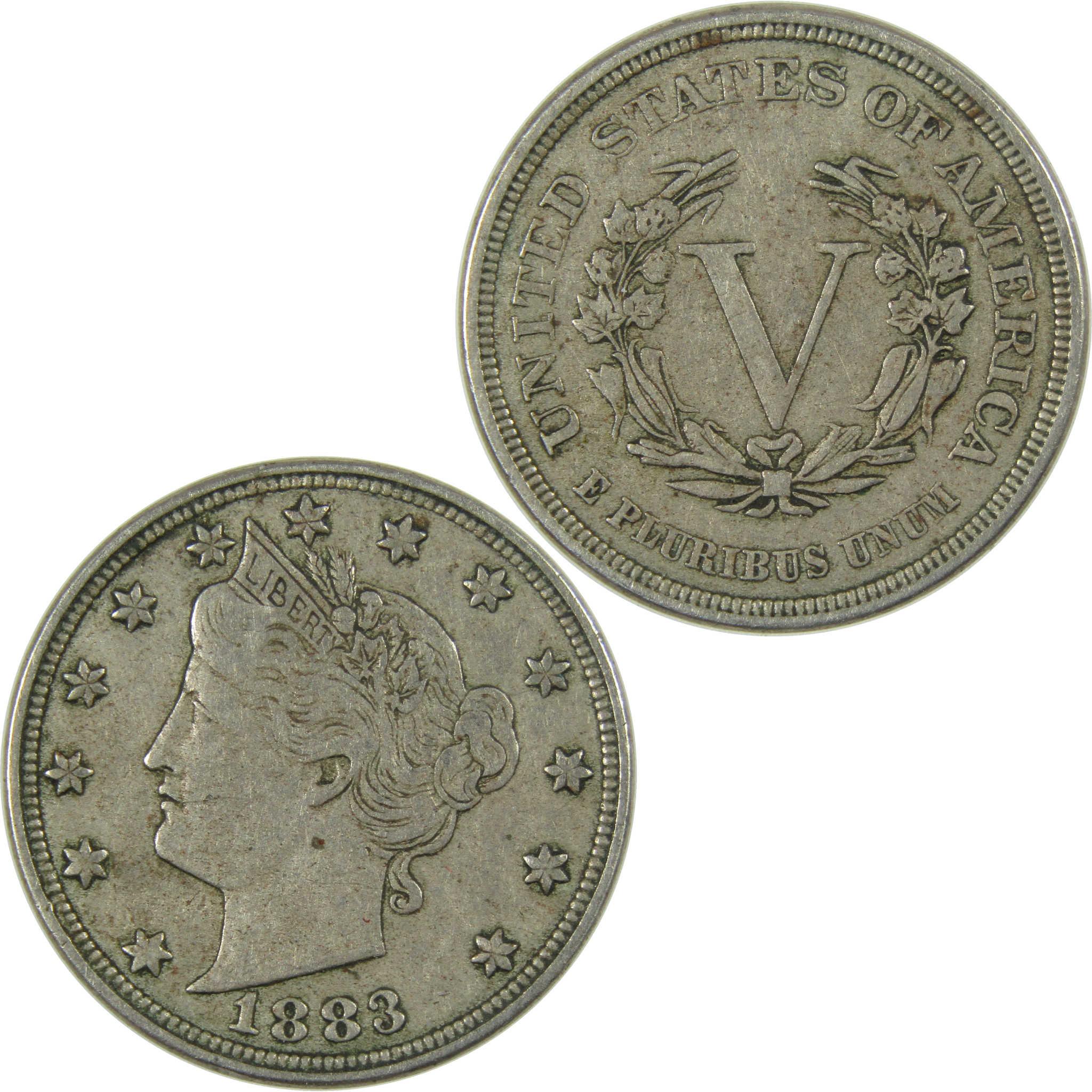 1883 No Cents Liberty Head V Nickel VF Very Fine 5c Coin SKU:I27236