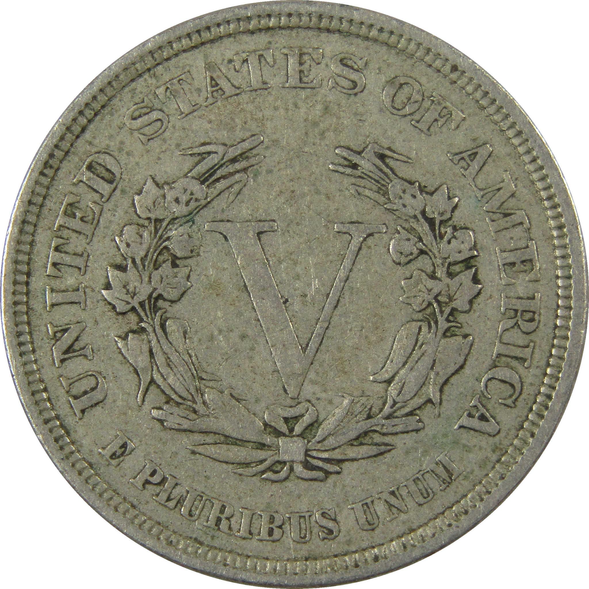 1883 No Cents Liberty Head V Nickel F Fine 5c Coin SKU:I27229
