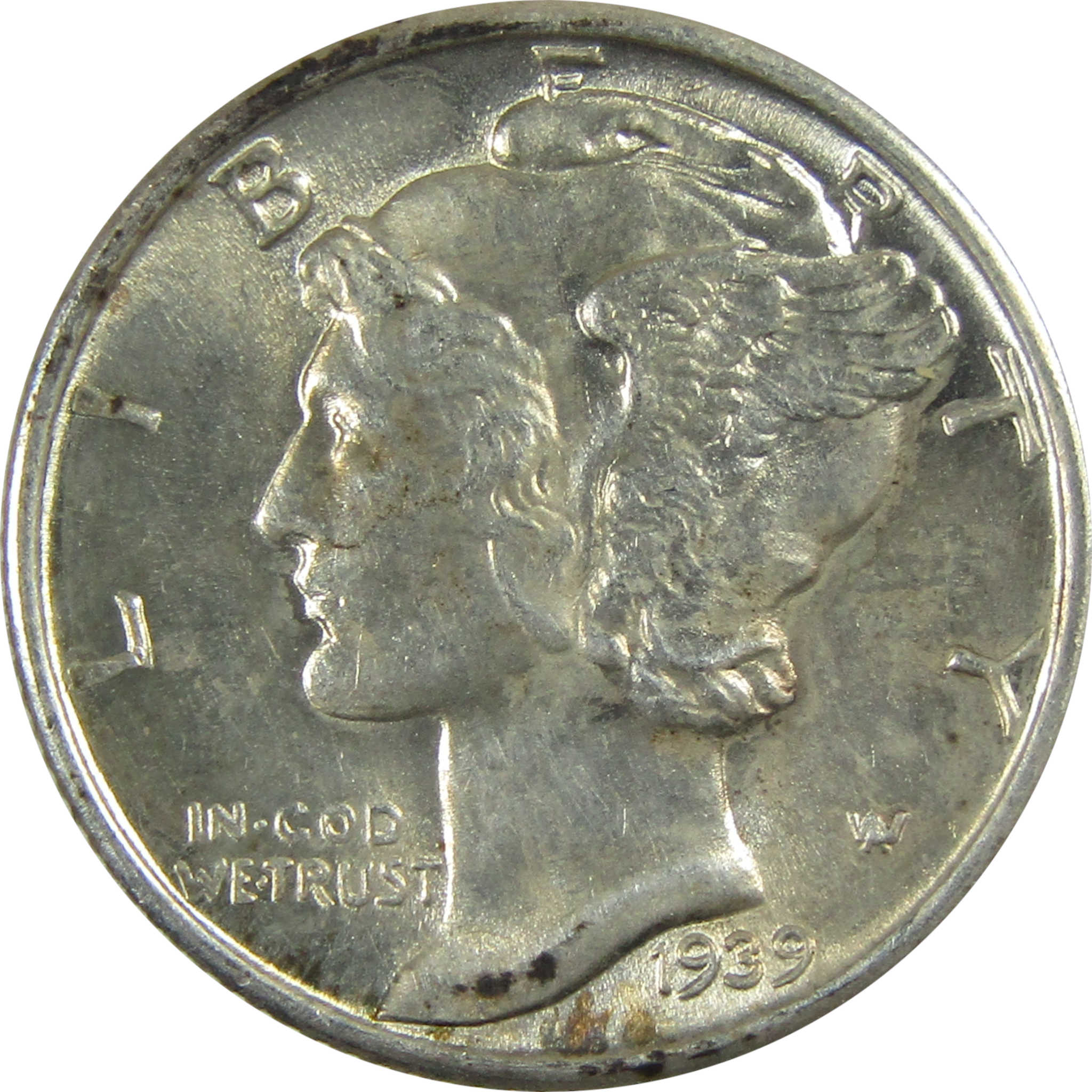 1939 Mercury Silver Dime AU About Uncirculated 10c Coin SKU:CP347