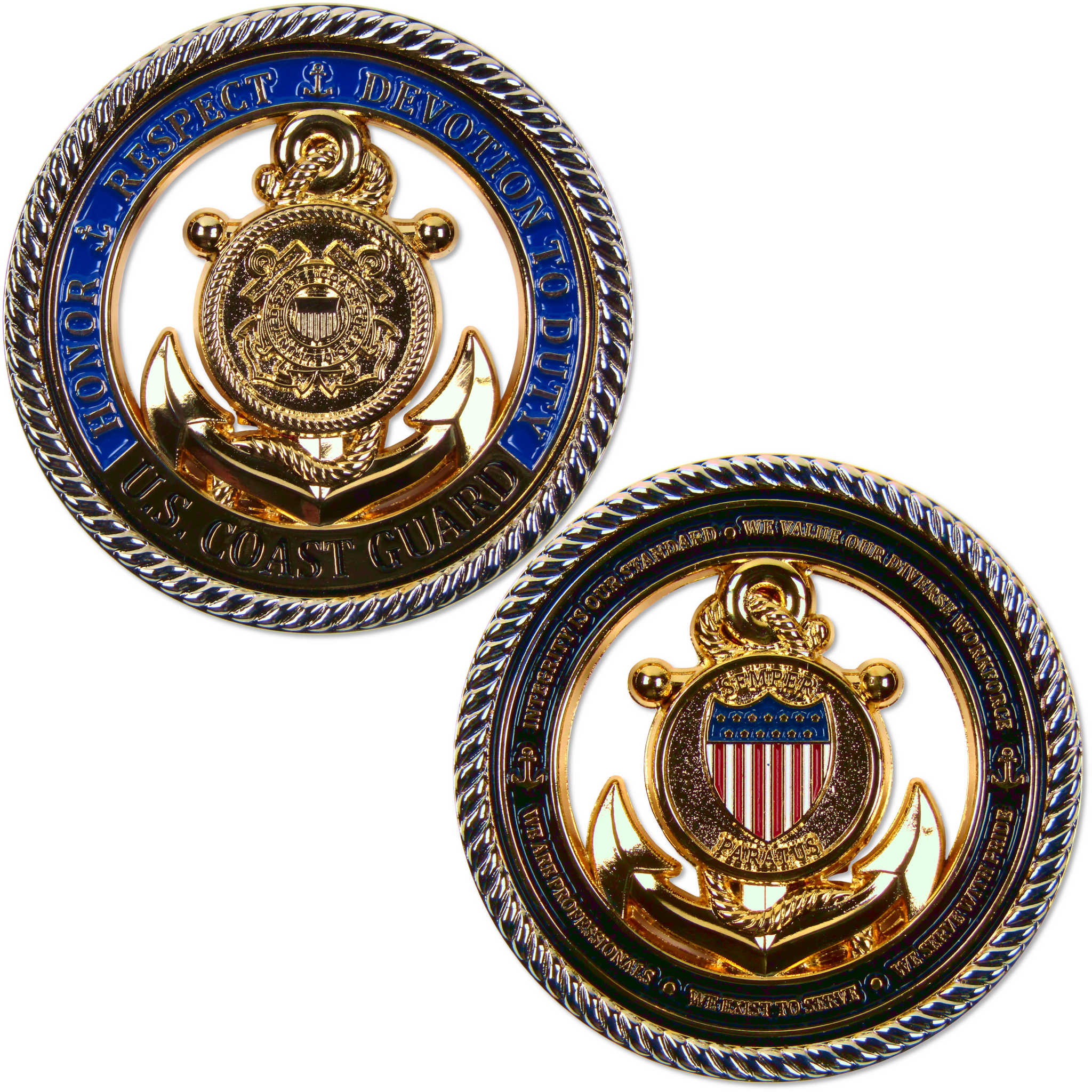 United States Coast Guard Challenge Coin Brass Collectible Enameled Coloring