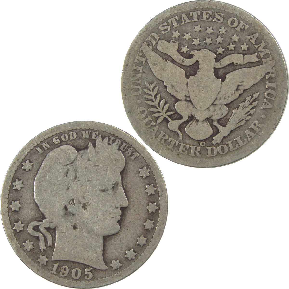 1905 O Barber Quarter G Good Silver 25c Coin SKU:I21823
