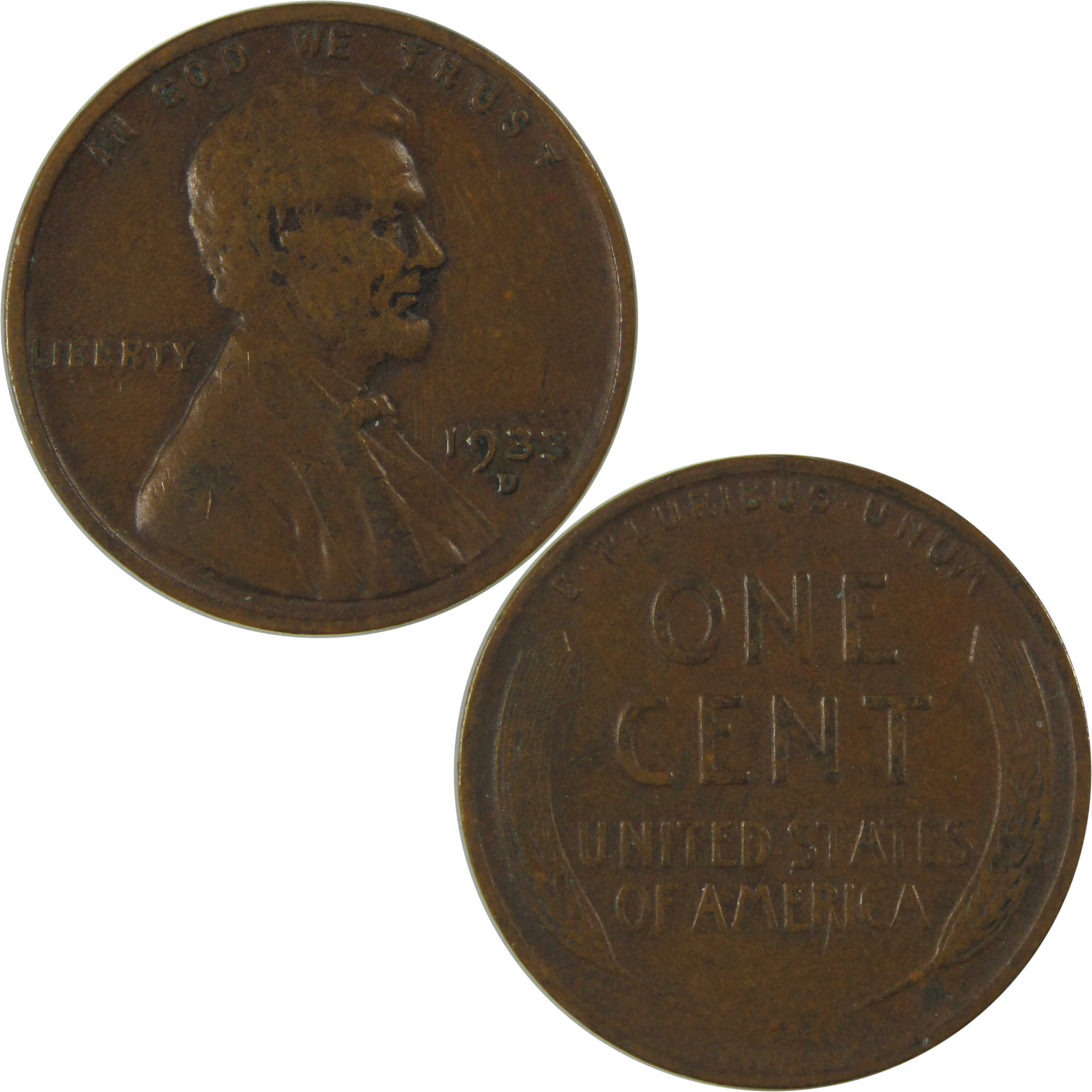 1933 D Lincoln Wheat Cent VF Very Fine Penny 1c Coin SKU:I23774