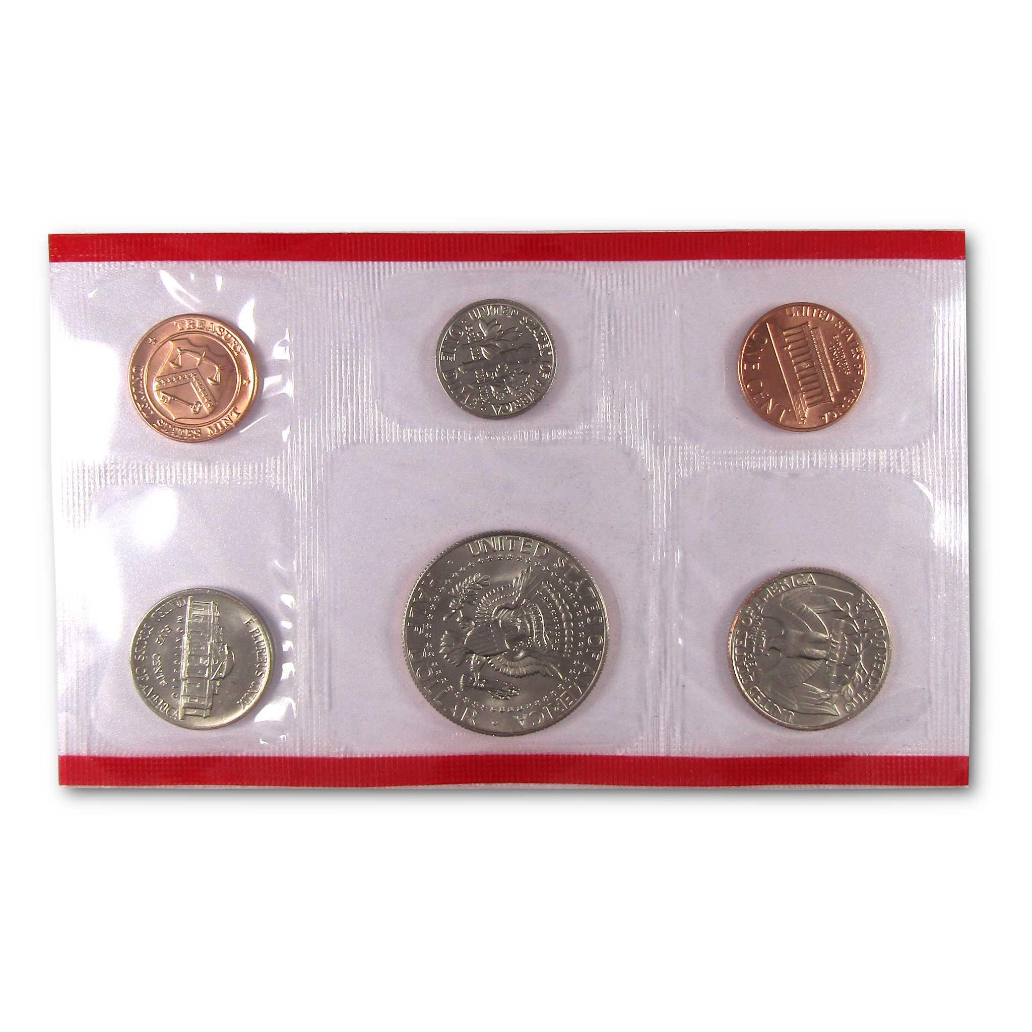 Uncirculated US coin set in protective plastic holder, collectible coins display