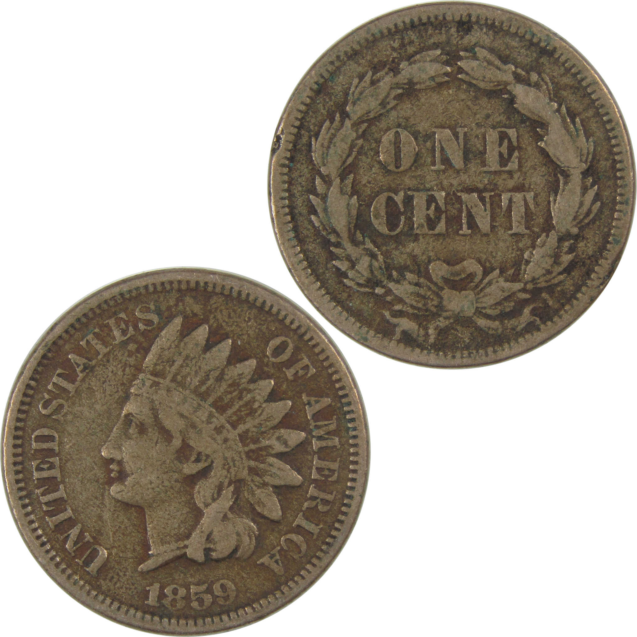 1859 Indian Head Cent F Fine Details Penny 1c Coin SKU:I23271