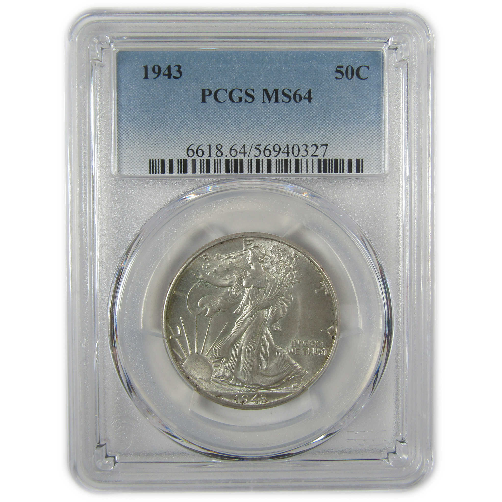 1943 Liberty Walking Half Dollar MS 64 PCGS Silver 50c Coin SKU:I19822