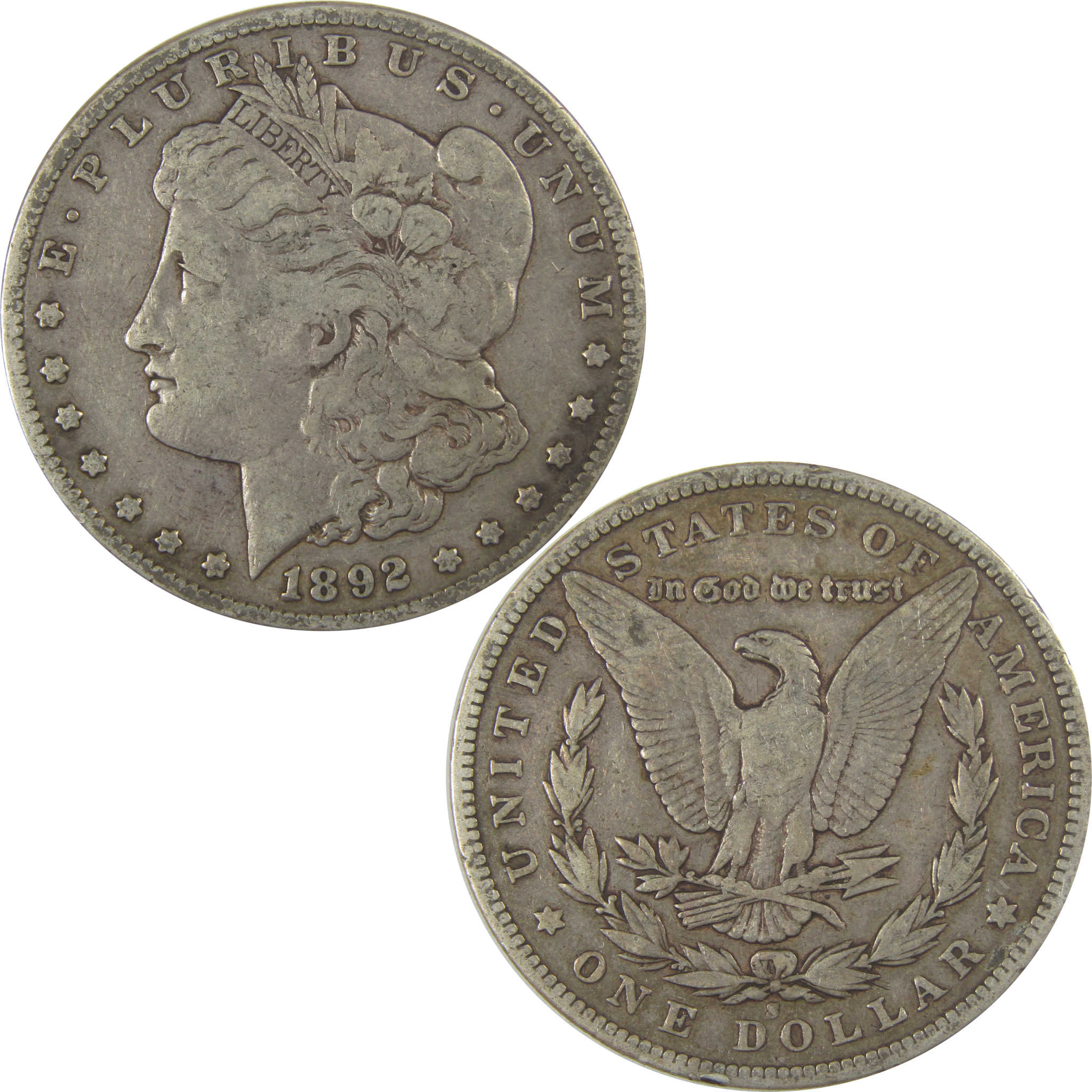 1892 S Morgan Dollar F Fine Silver $1 Coin SKU:CPC1092 - Morgan coin - Morgan silver dollar - Morgan silver dollar for sale - Profile Coins & Collectibles