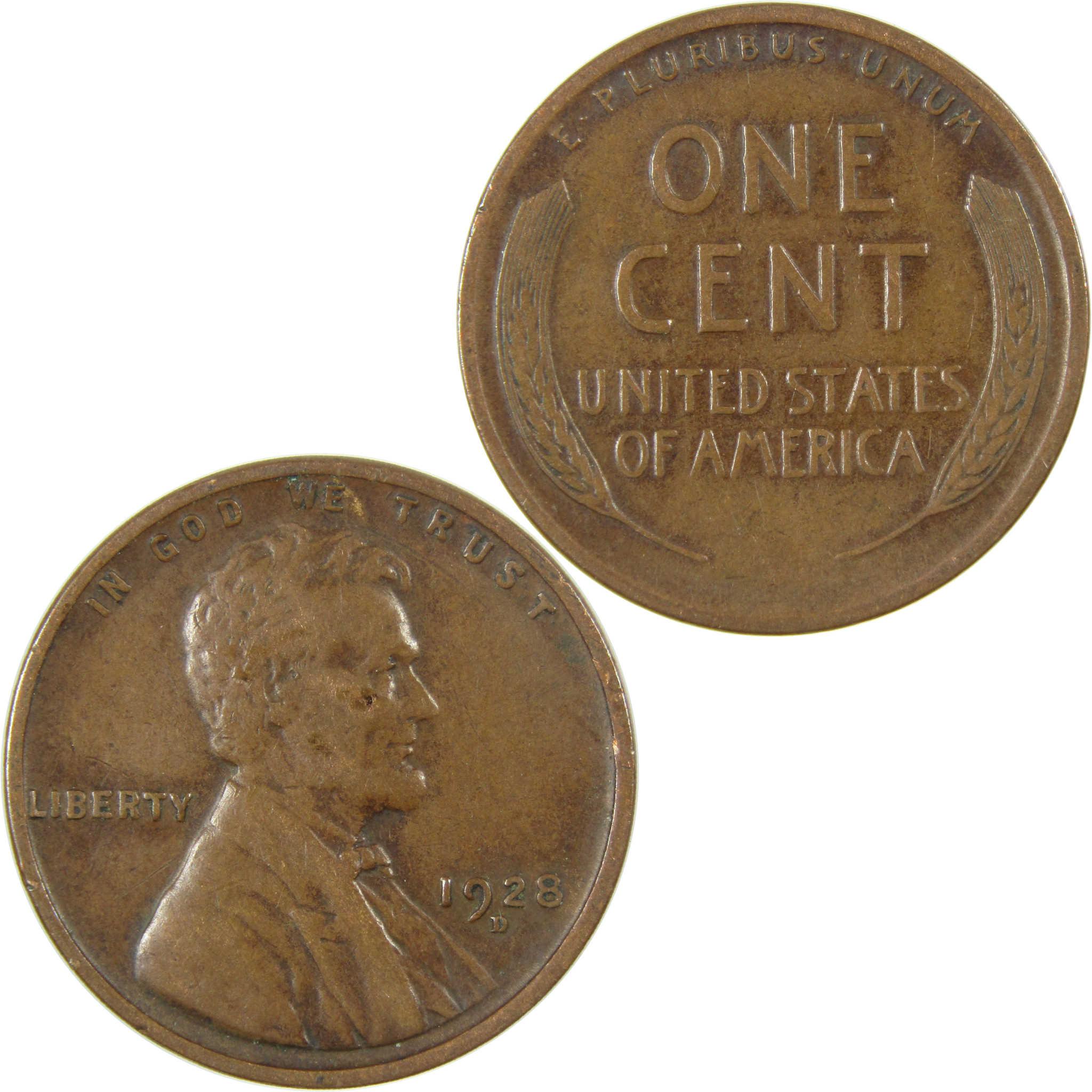 1928 D Lincoln Wheat Cent VF Very Fine Penny 1c Coin SKU:I27613
