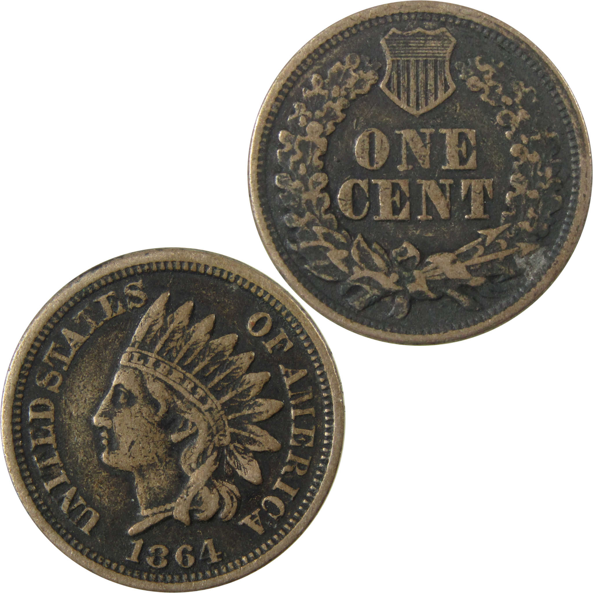 1864 Indian Head Copper-Nickel 1c VF Very Fine Details SKU:CP1200