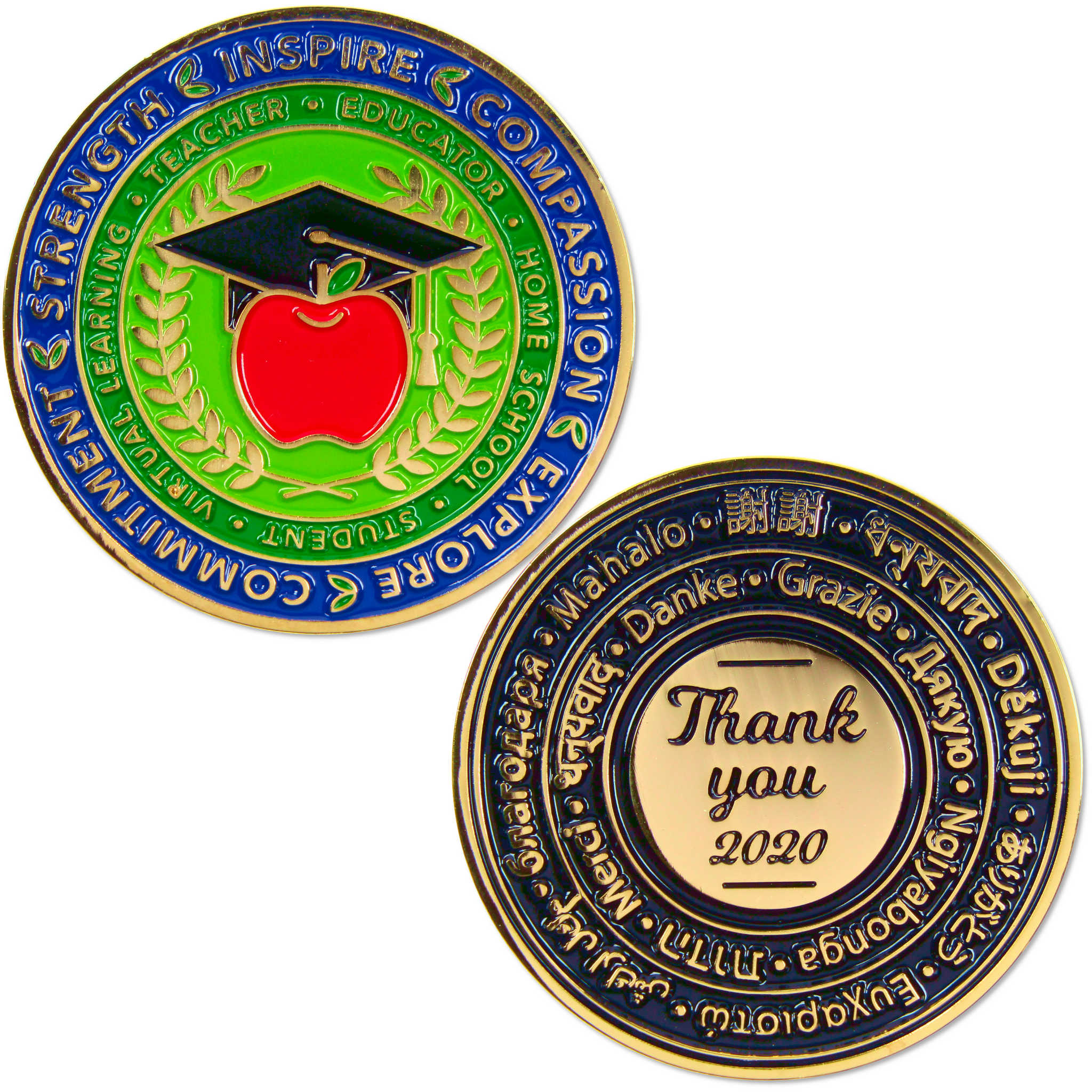 Educator Challenge Coin Brass Collectible with Enameled Coloring