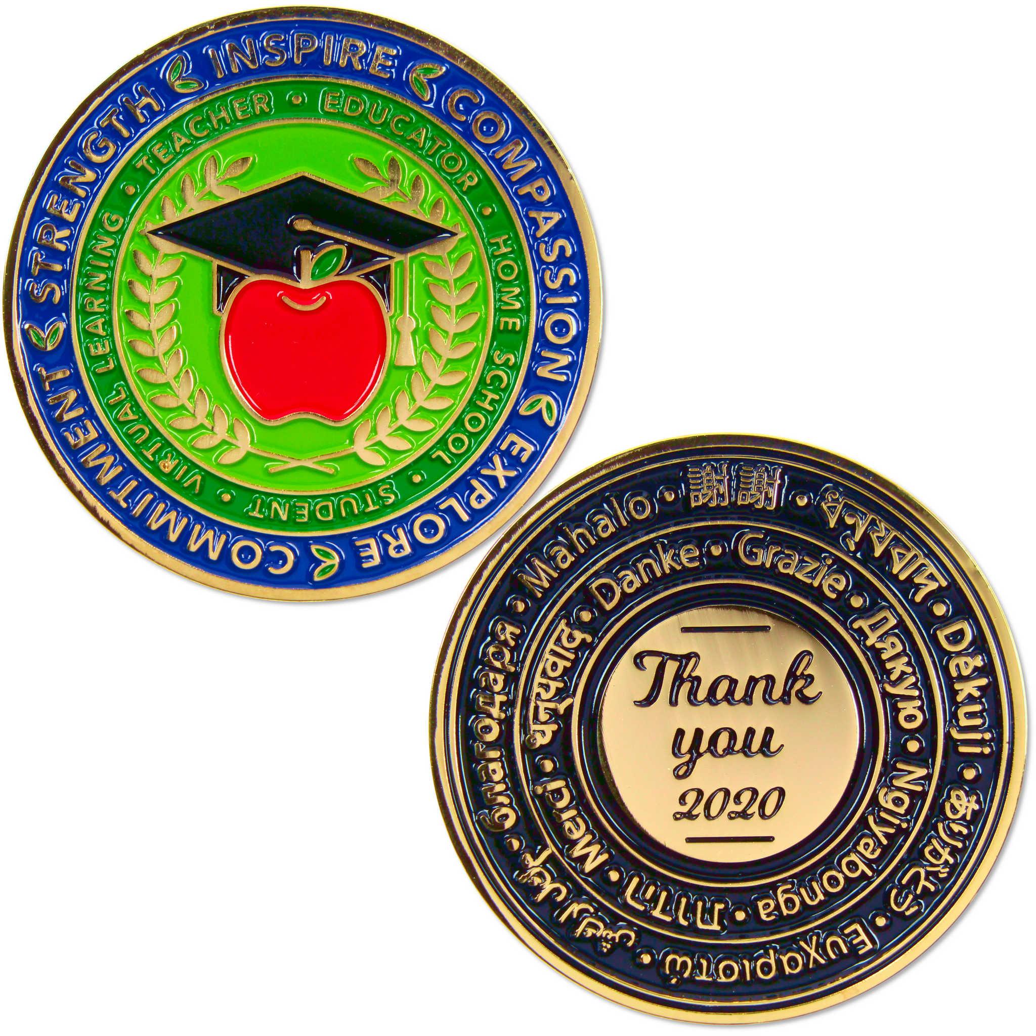 Educator Challenge Coin Brass Collectible with Enameled Coloring