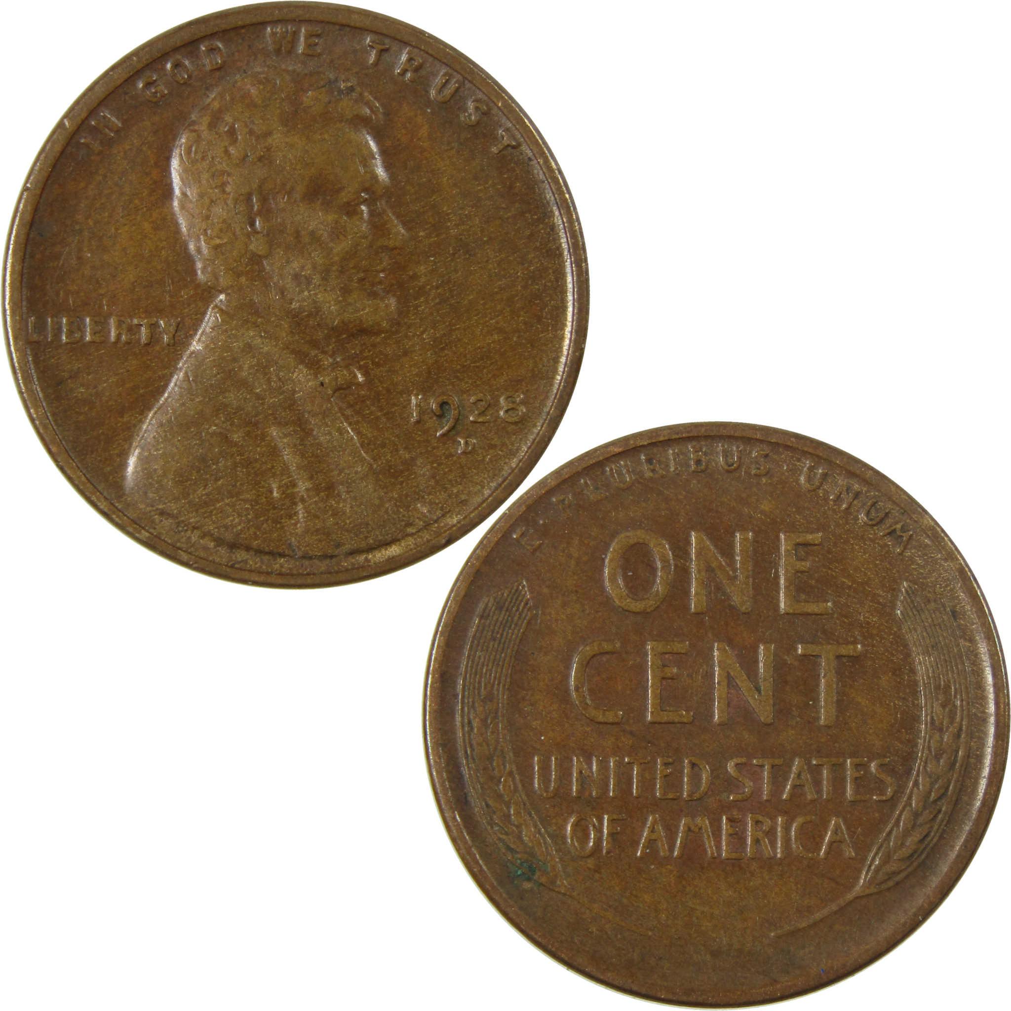1928 D Lincoln Wheat Cent VF Very Fine Penny 1c Coin SKU:I27635