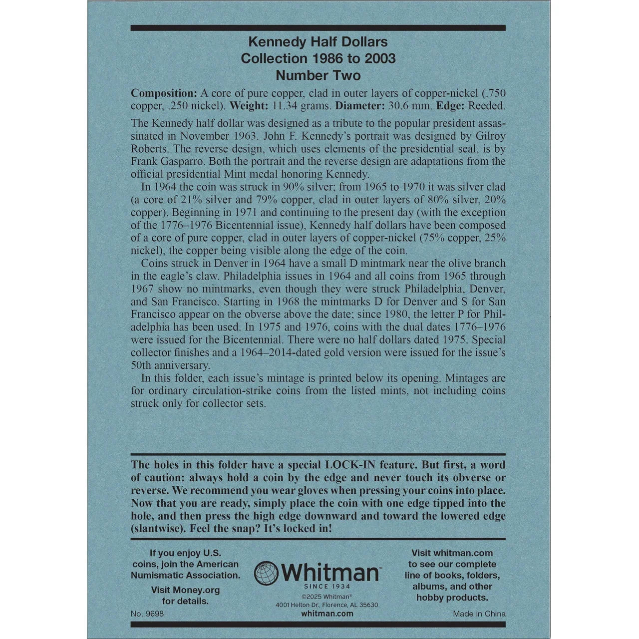 Whitman Kennedy Half Dollar Coin Folder Collection #2 1986-2003