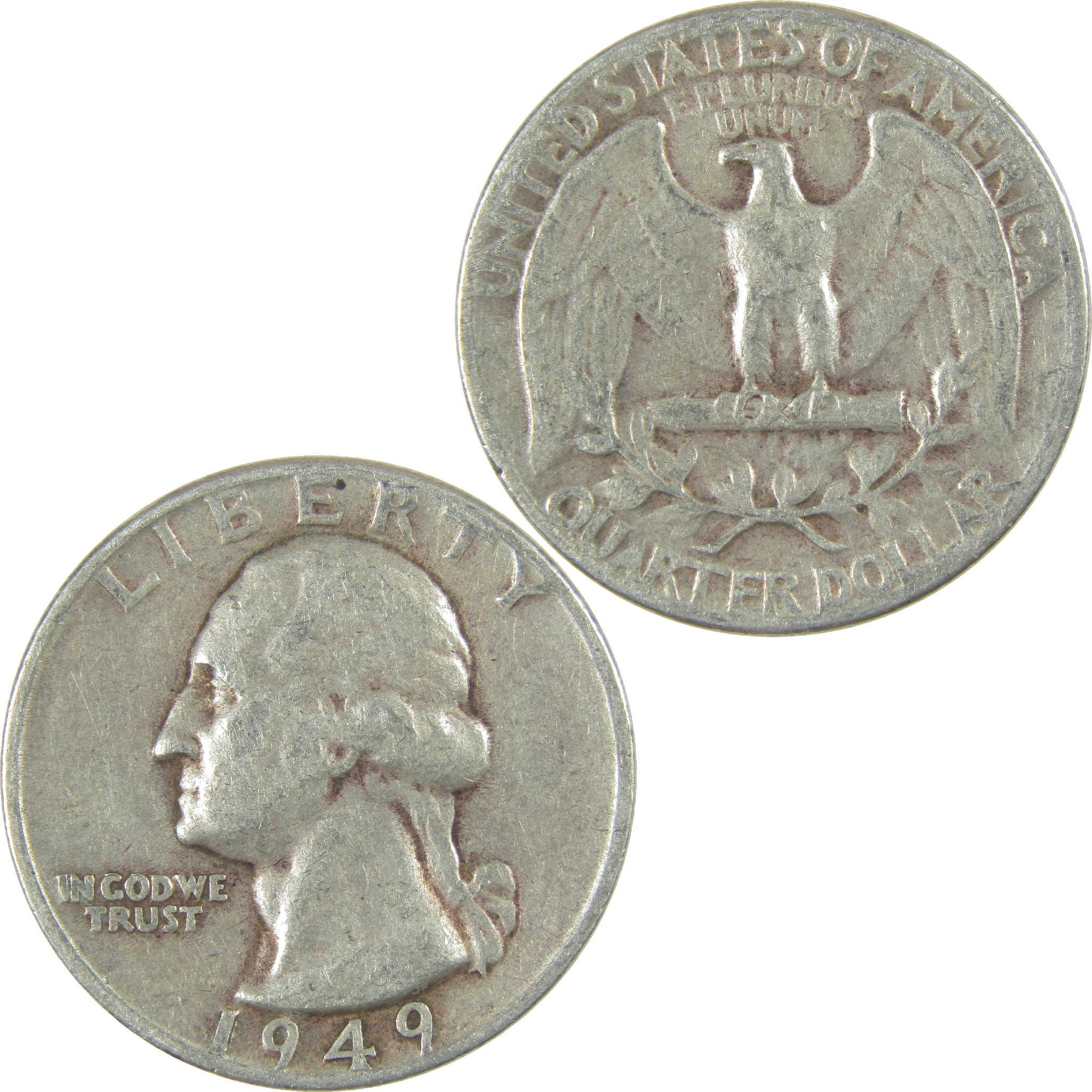 1949 Washington Quarter VG Very Good Silver 25c Coin