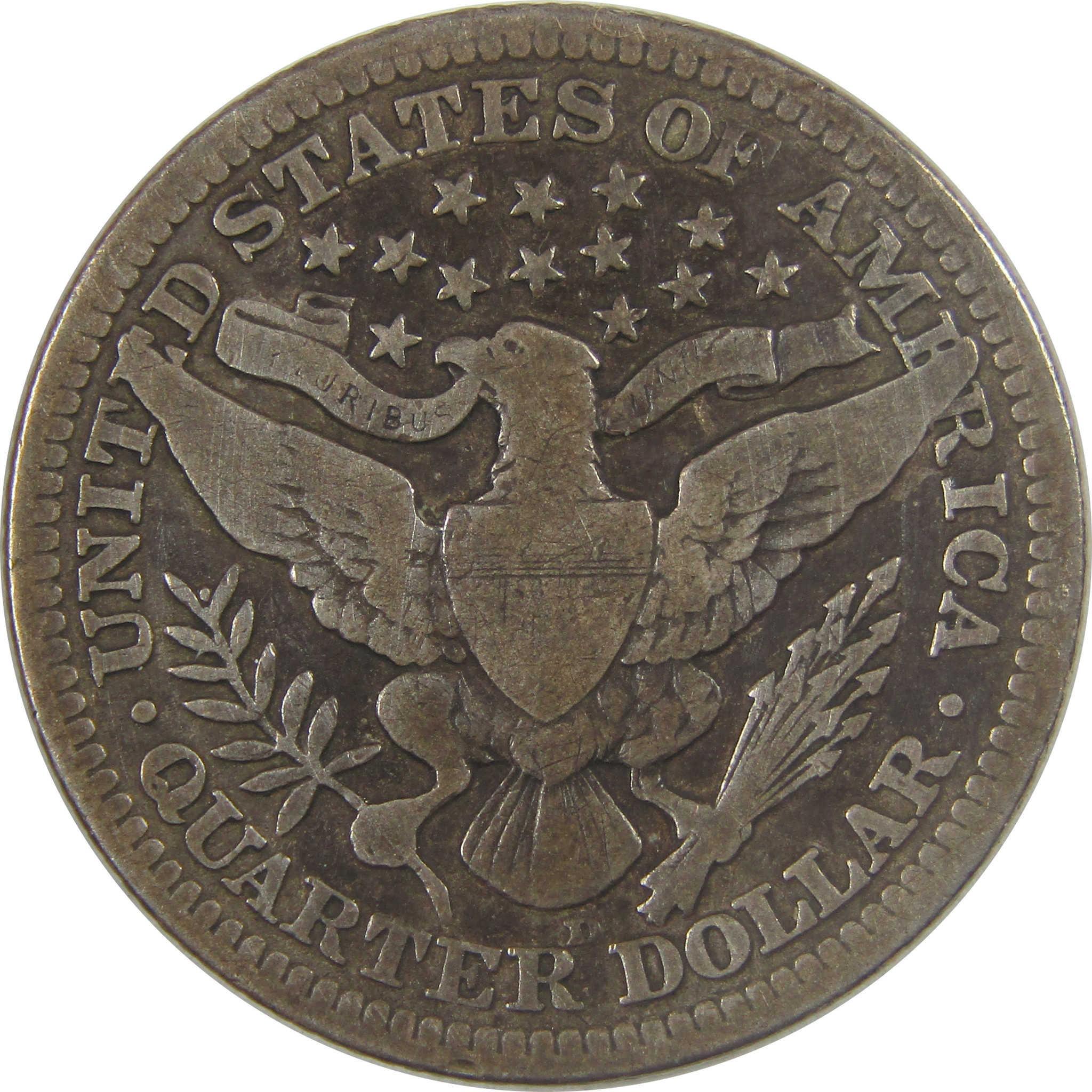 1911 D Barber Silver Quarter VG Very Good 25c Coin SKU:I25156