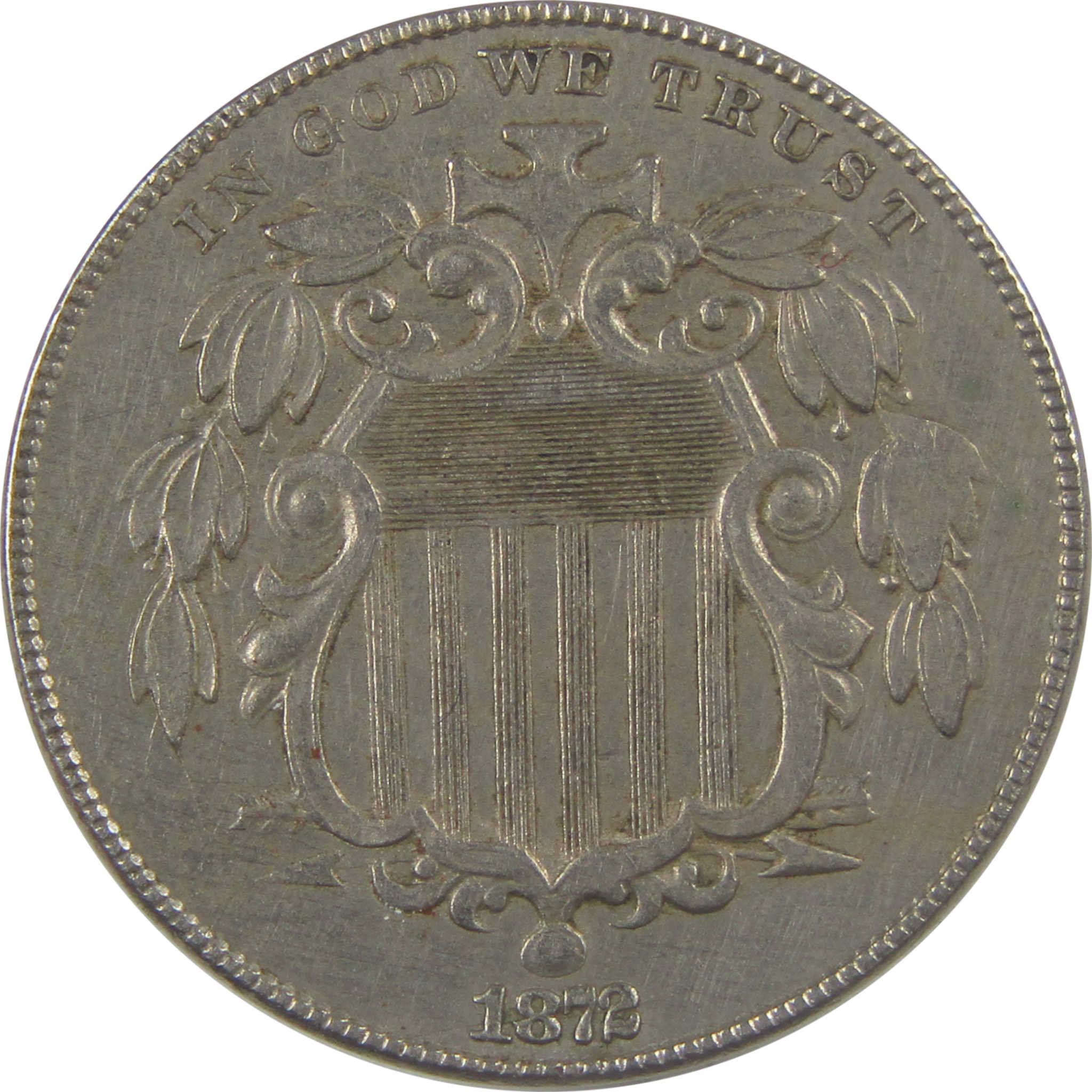 1872 Shield Nickel XF/AU Extremely Fine / About Unc 5c Coin SKU:I24818