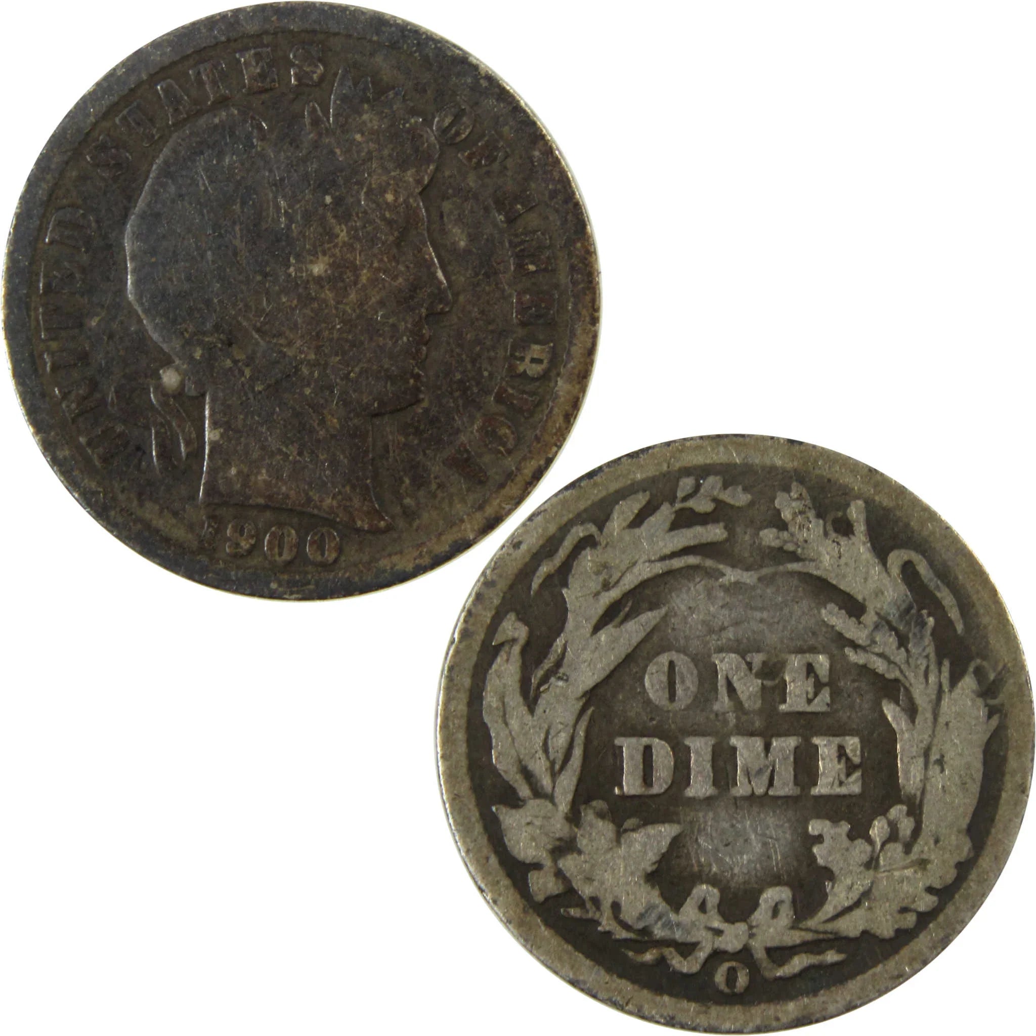 1900 O Barber Silver Dime AG About Good 10c Coin Collectible SKU:CP716