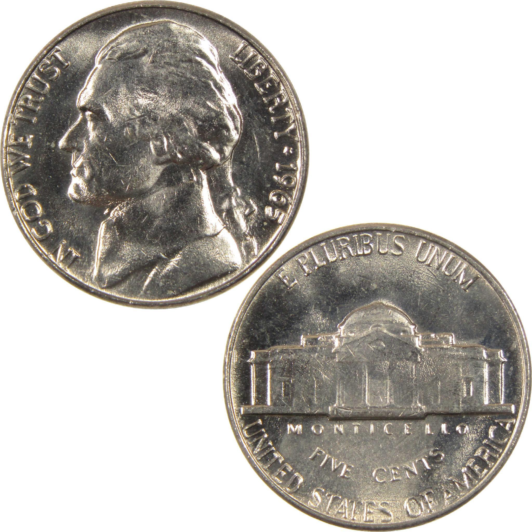 1968 Jefferson nickel obverse and reverse, collectible US five cent coin, Monticello design