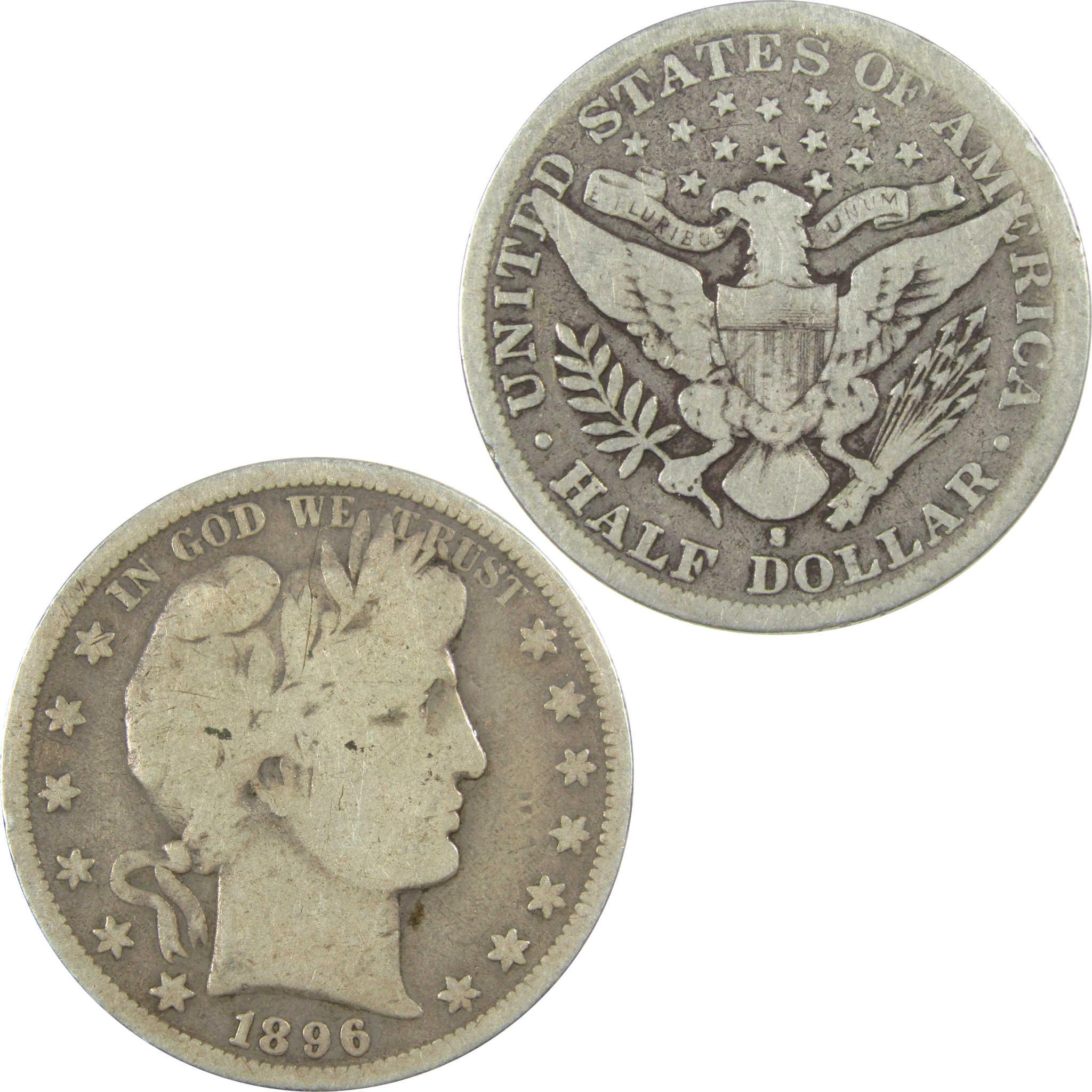 1896 S Barber Silver Half Dollar VG Very Good 50c Coin SKU:I24973