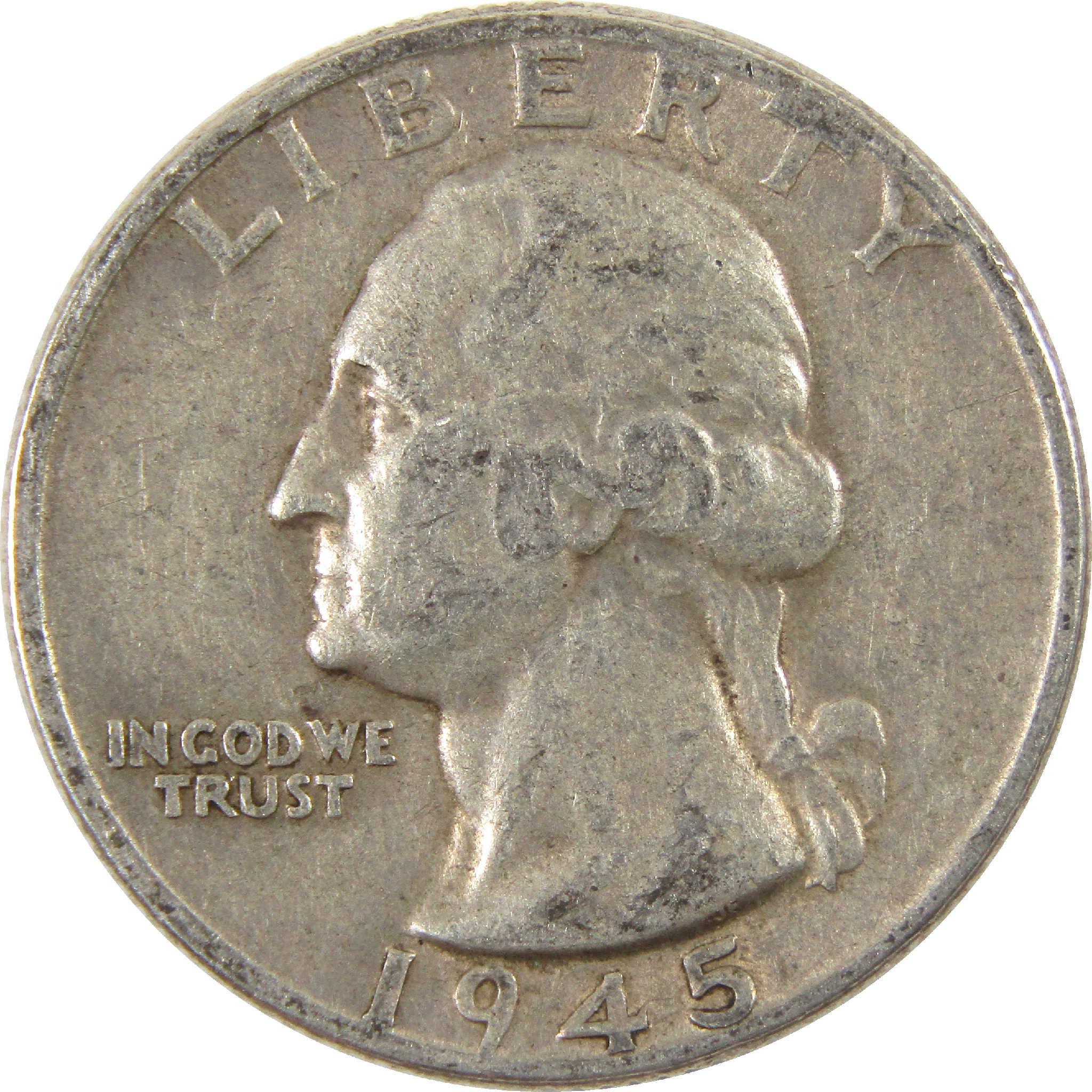1945 Washington Quarter XF EF Extremely Fine Silver 25c Coin