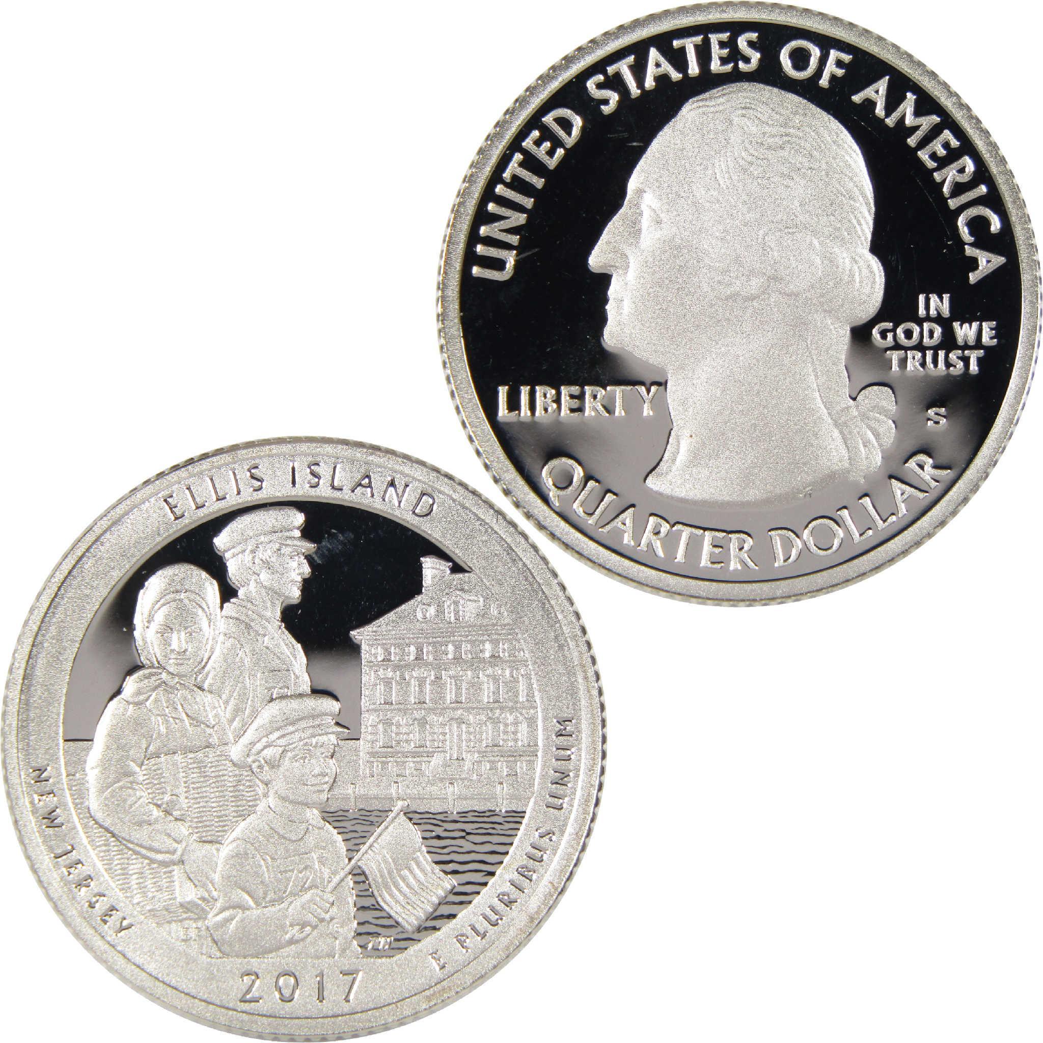 2017 Ellis Island New Jersey quarter dollar collectible coin, obverse and reverse sides