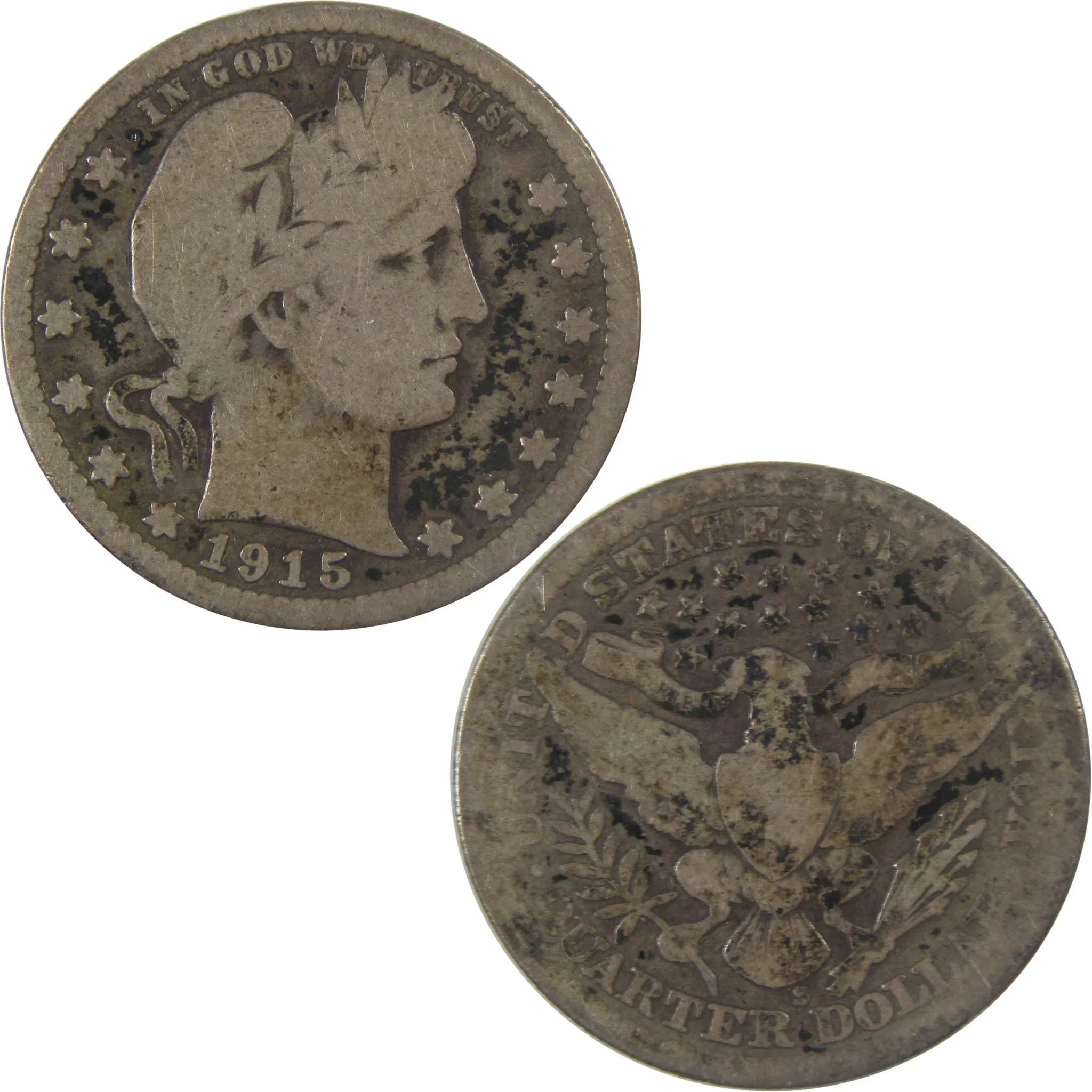 1915 S Barber Silver Quarter AG About Good 25c Coin SKU:I25215
