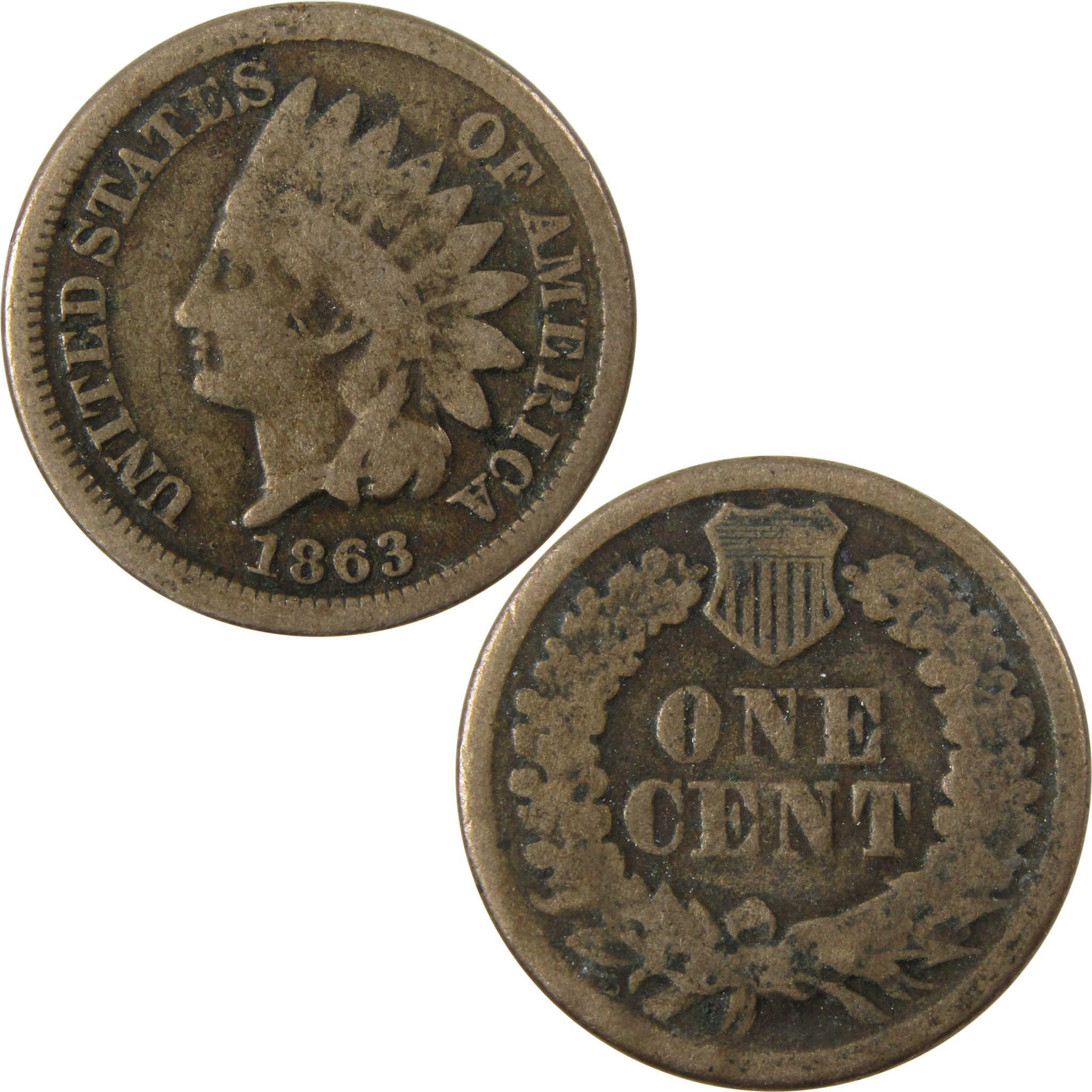 1863 Indian Head Cent G Good Penny 1c Coin SKU:CP1301
