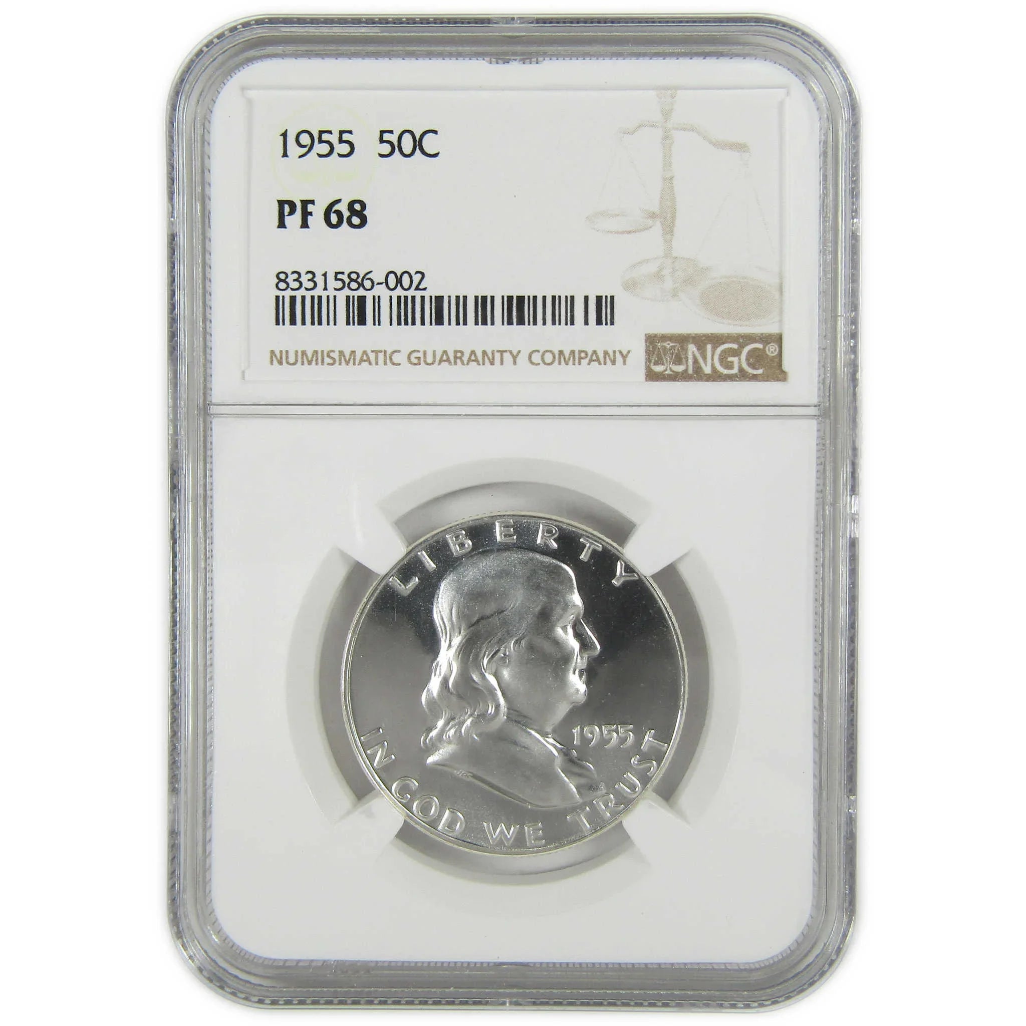 1955 Franklin Silver Half Dollar PF 68 NGC Proof 50c Coin SKU:I27408