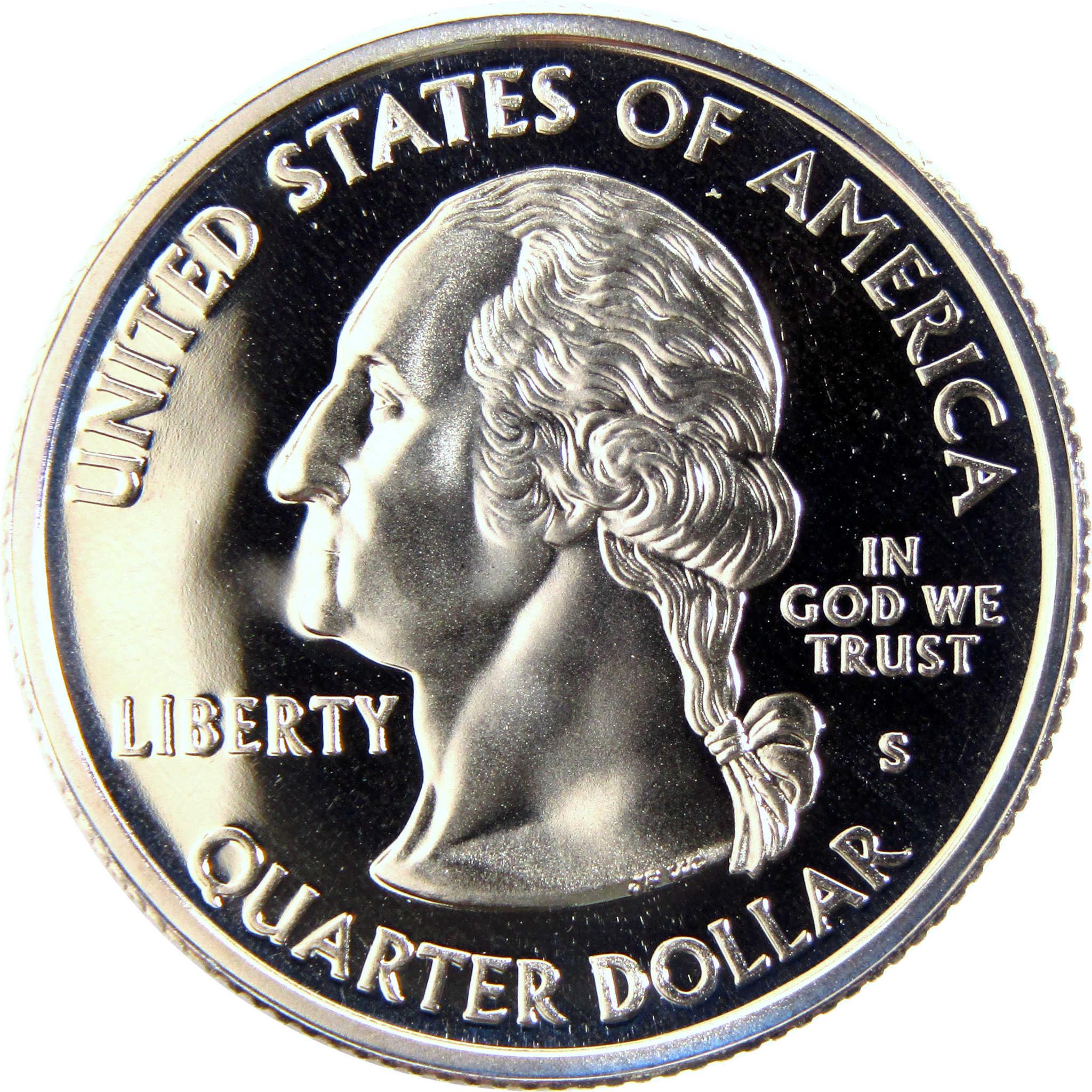 Proof United States quarter dollar coin with George Washington profile, collectible currency