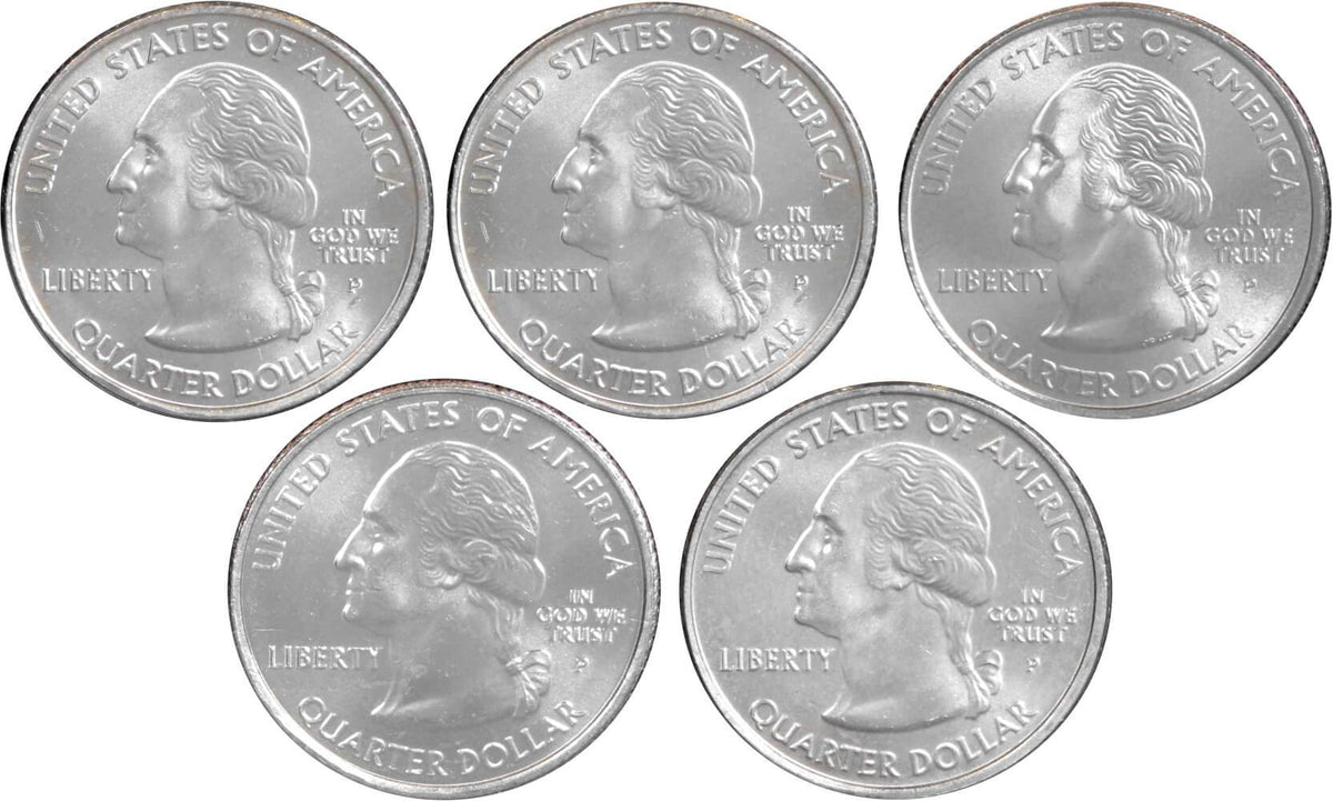 2007 P State Quarter 5 Coin Set Clad Uncirculated Mint State