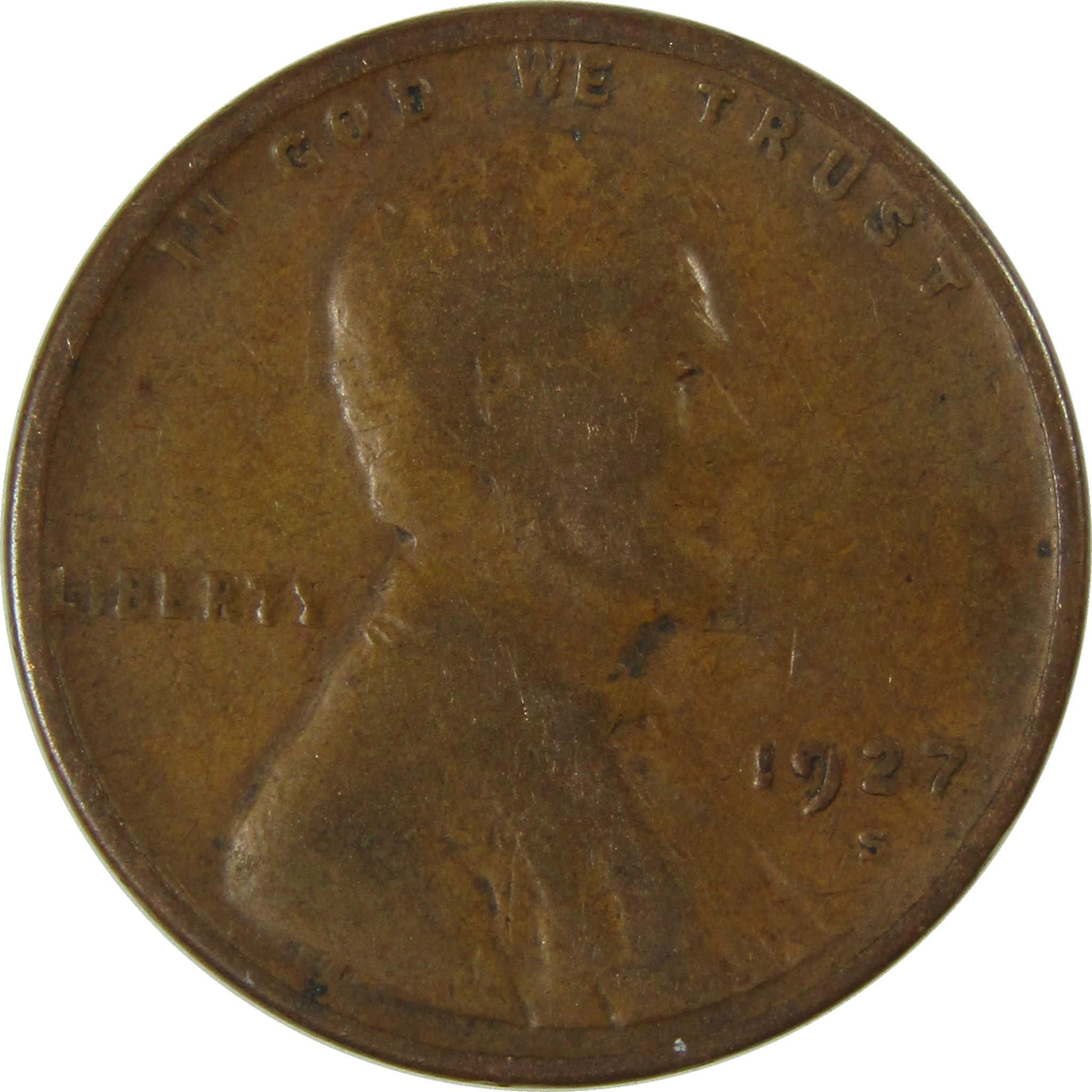 1927 S Lincoln Wheat Cent G Good Penny 1c Coin Collectible SKU:I26683