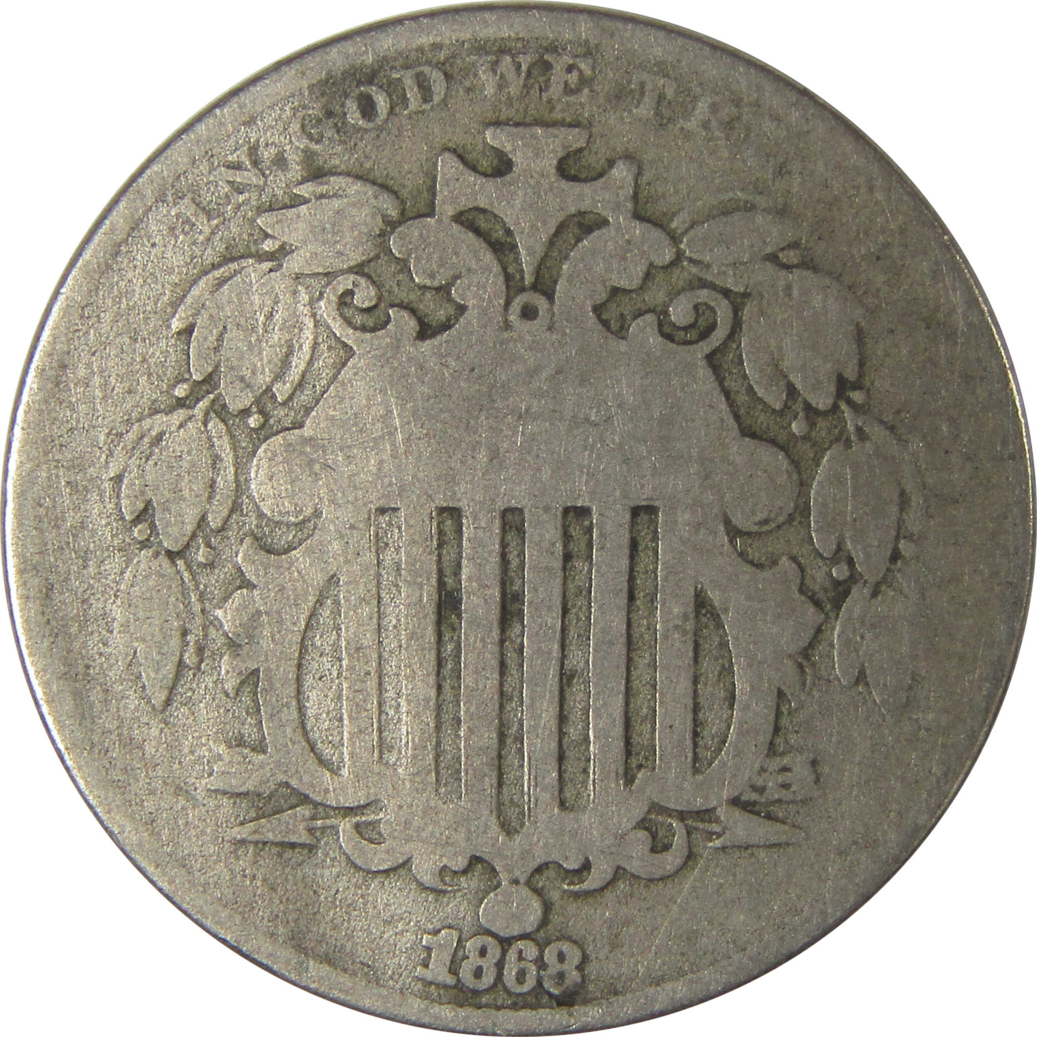 1868 Shield Nickel G Good Details 5c Coin SKU:I22534
