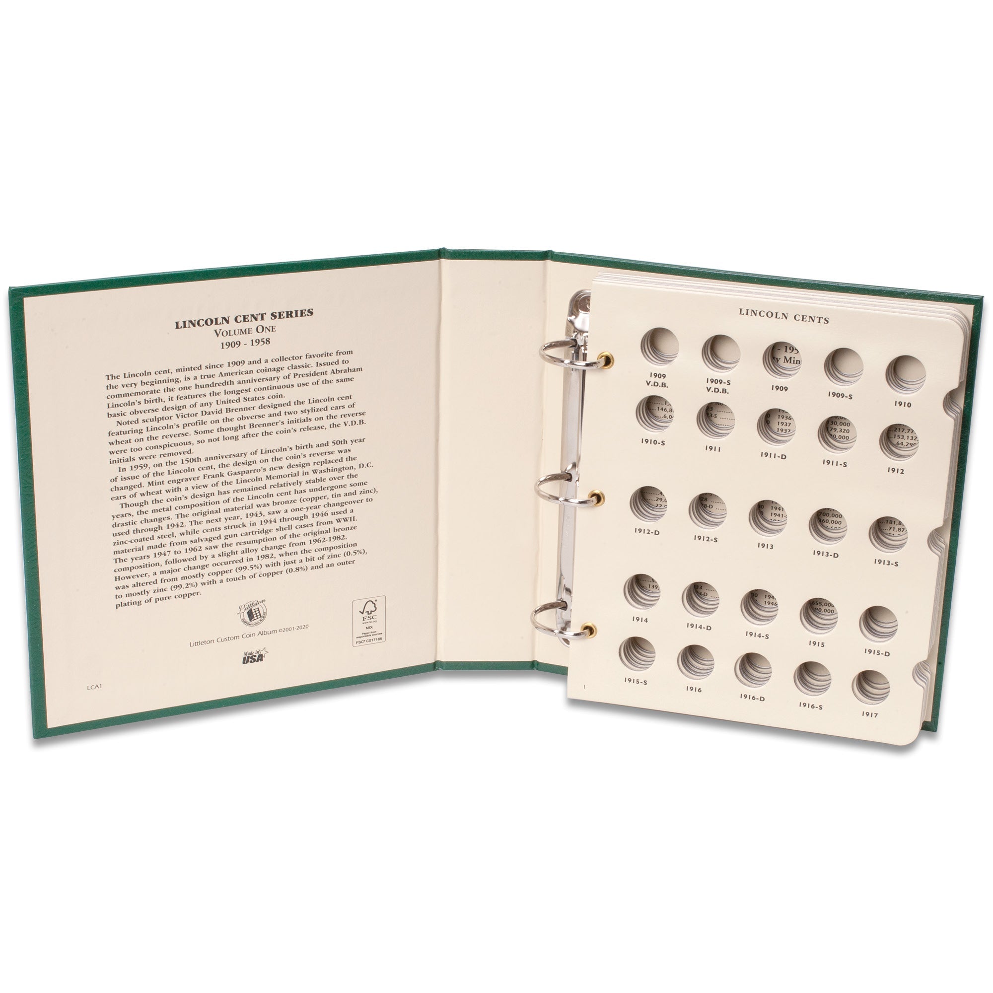 1909-1958 Lincoln Cent Coin Album Volume 1 Wheat Cents Littleton Coin
