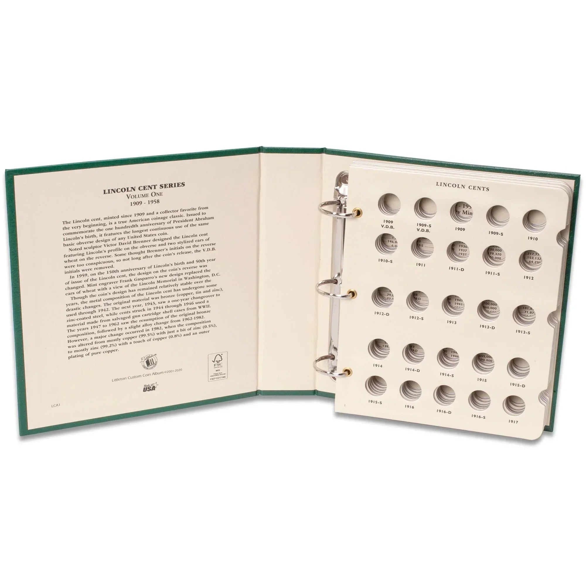 1909-1958 Lincoln Cent Coin Album Volume 1 Wheat Cents Littleton Coin