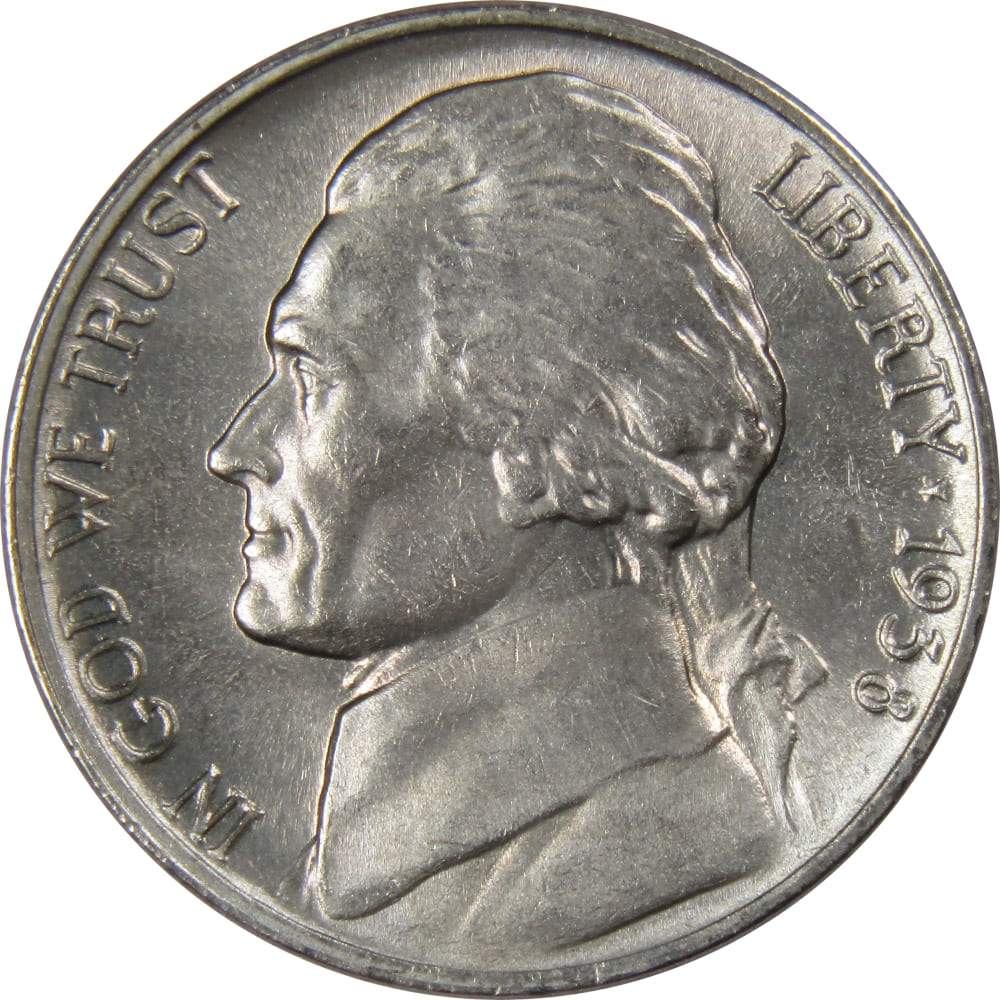 1938 Jefferson Nickel Uncirculated Mint State 5c Coin Collectible
