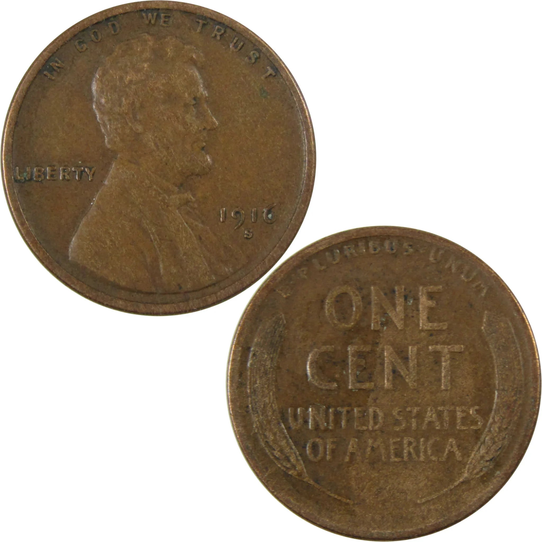 1916 S Lincoln Wheat Cent VF Very Fine Penny 1c Coin SKU:I25846